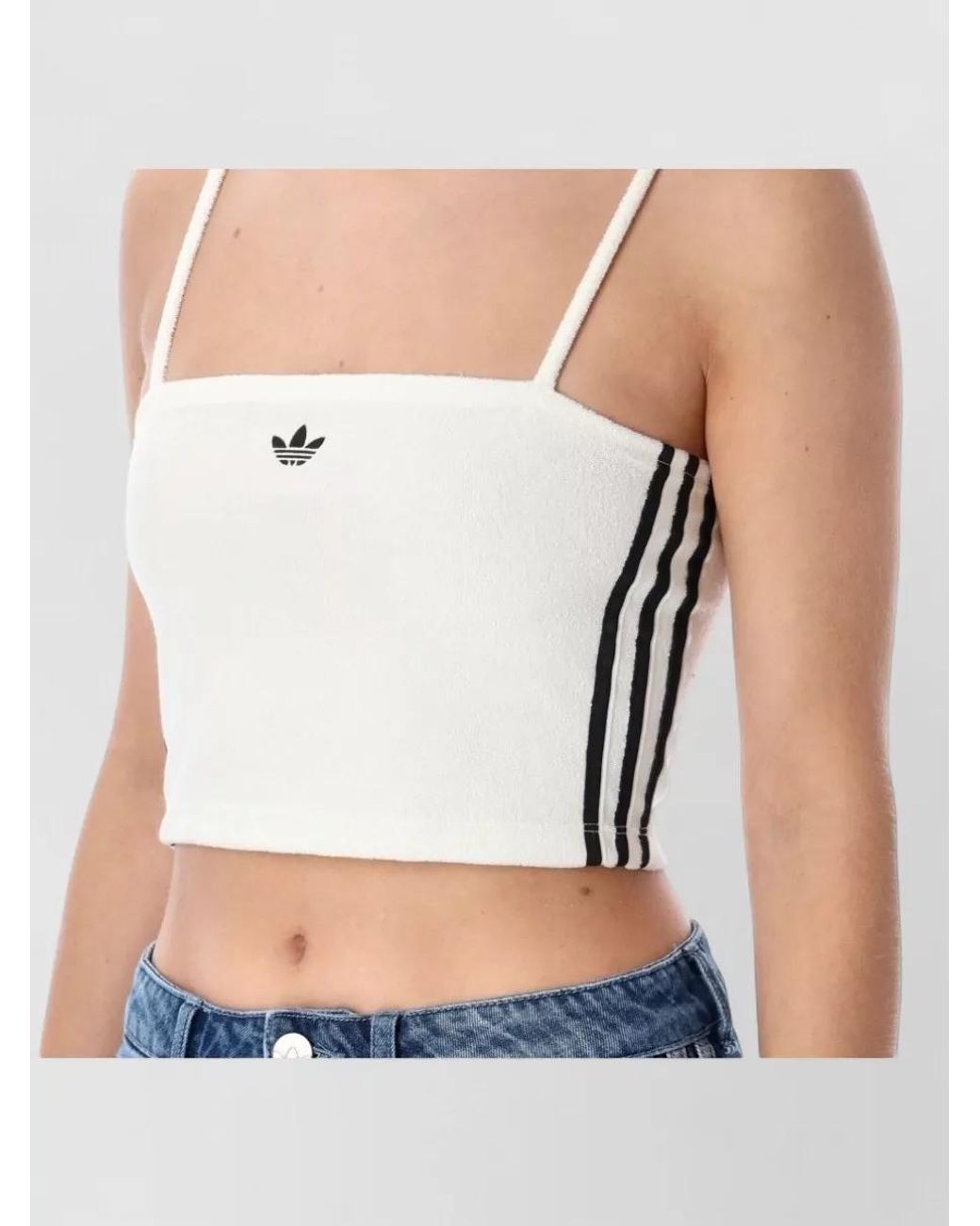 Adidas Originals Blue Terry Cropped Bandeau Top