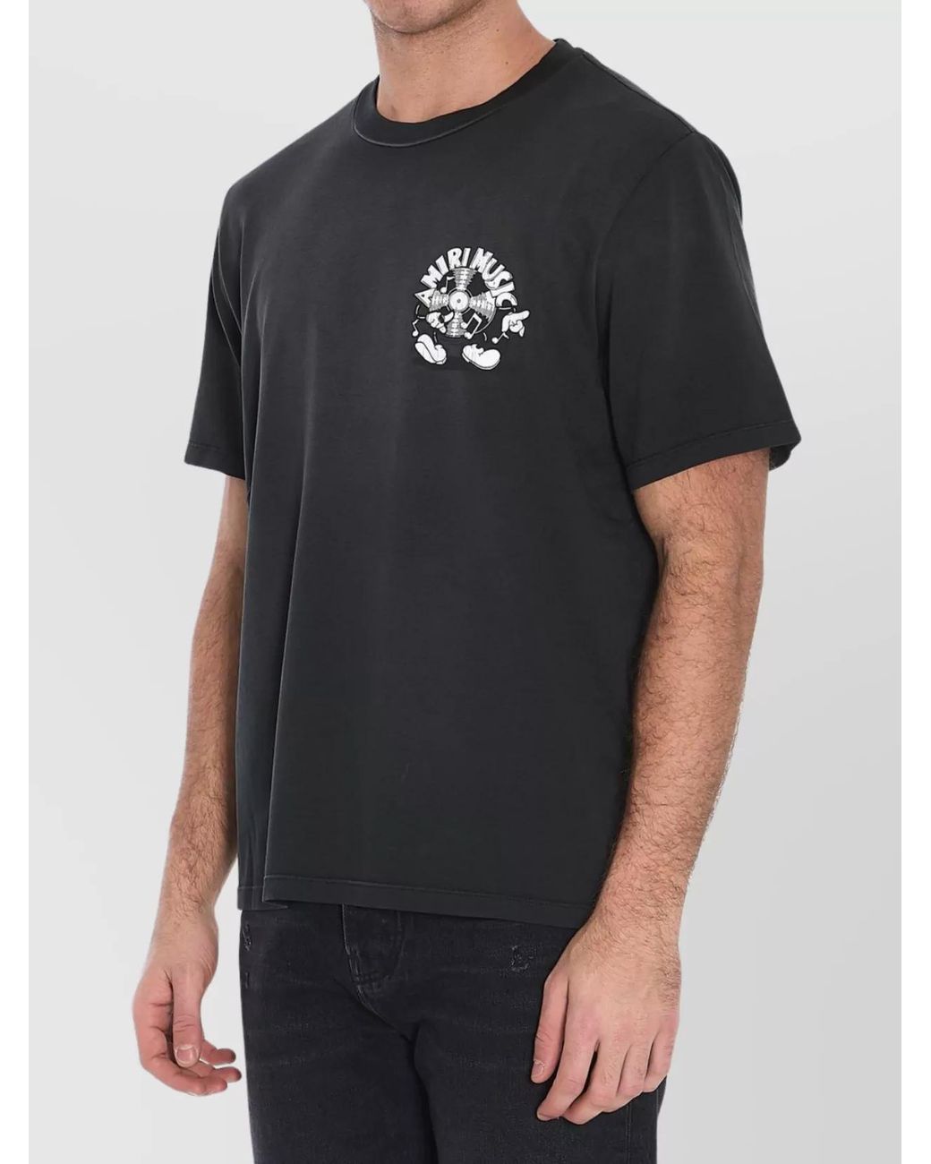 Amiri Blue Cotton Ribbed Crewneck Short-Sleeve T-Shirt for men