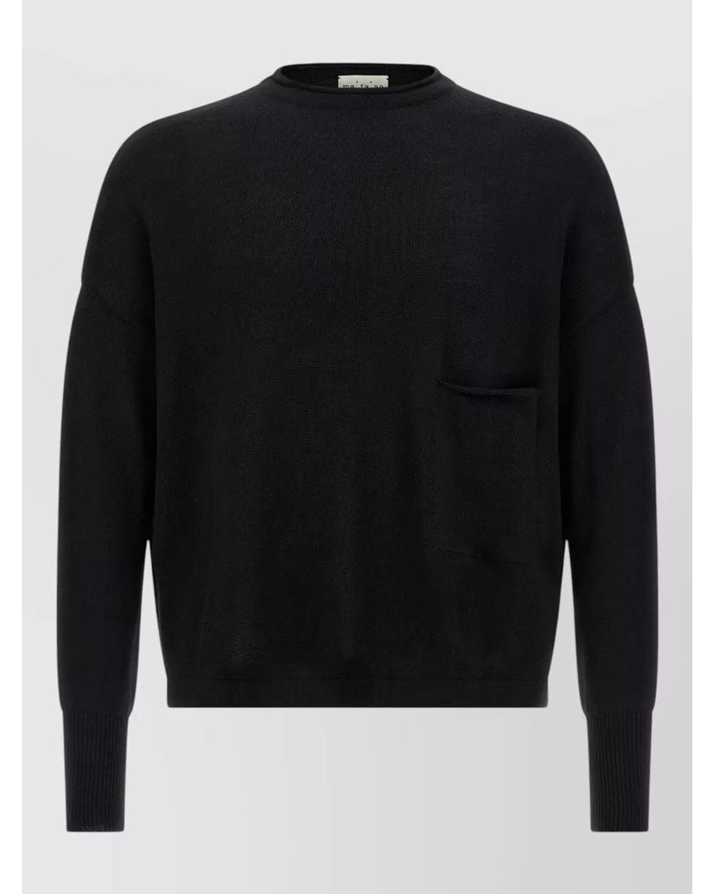 Ma'ry'ya Black Fine-Knit Virgin Wool Crew-Neck Sweater for men