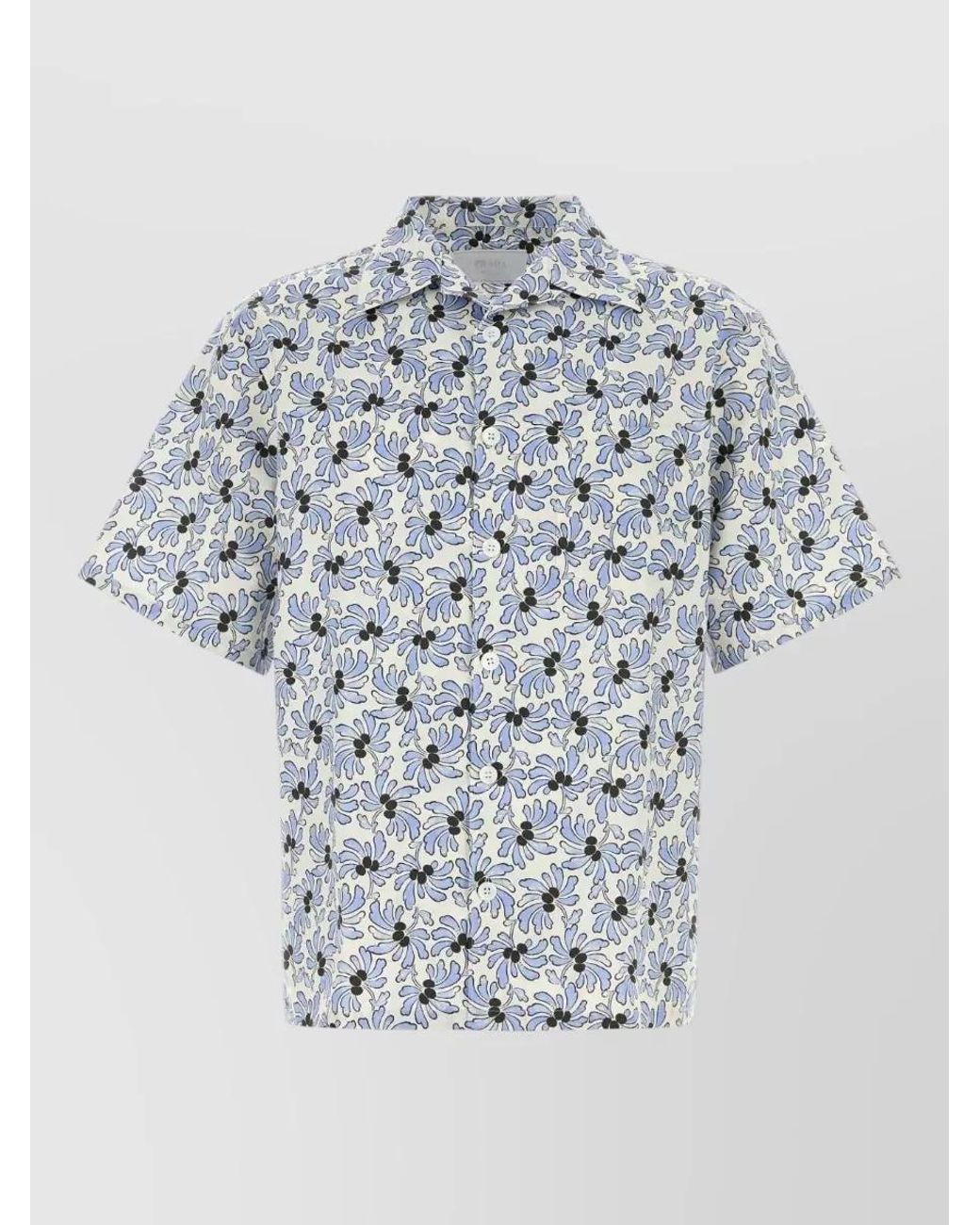 Prada White Silk Blend Oversized Floral Print Bowling Shirt for men