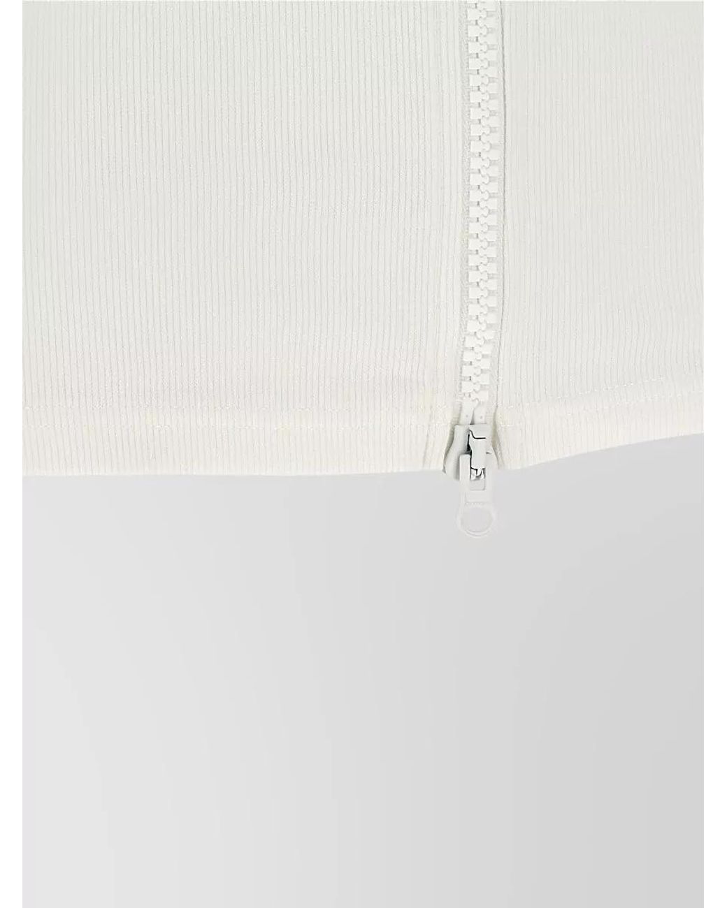 Courreges White Ribbed Square Neck Zip-Front Tank Top