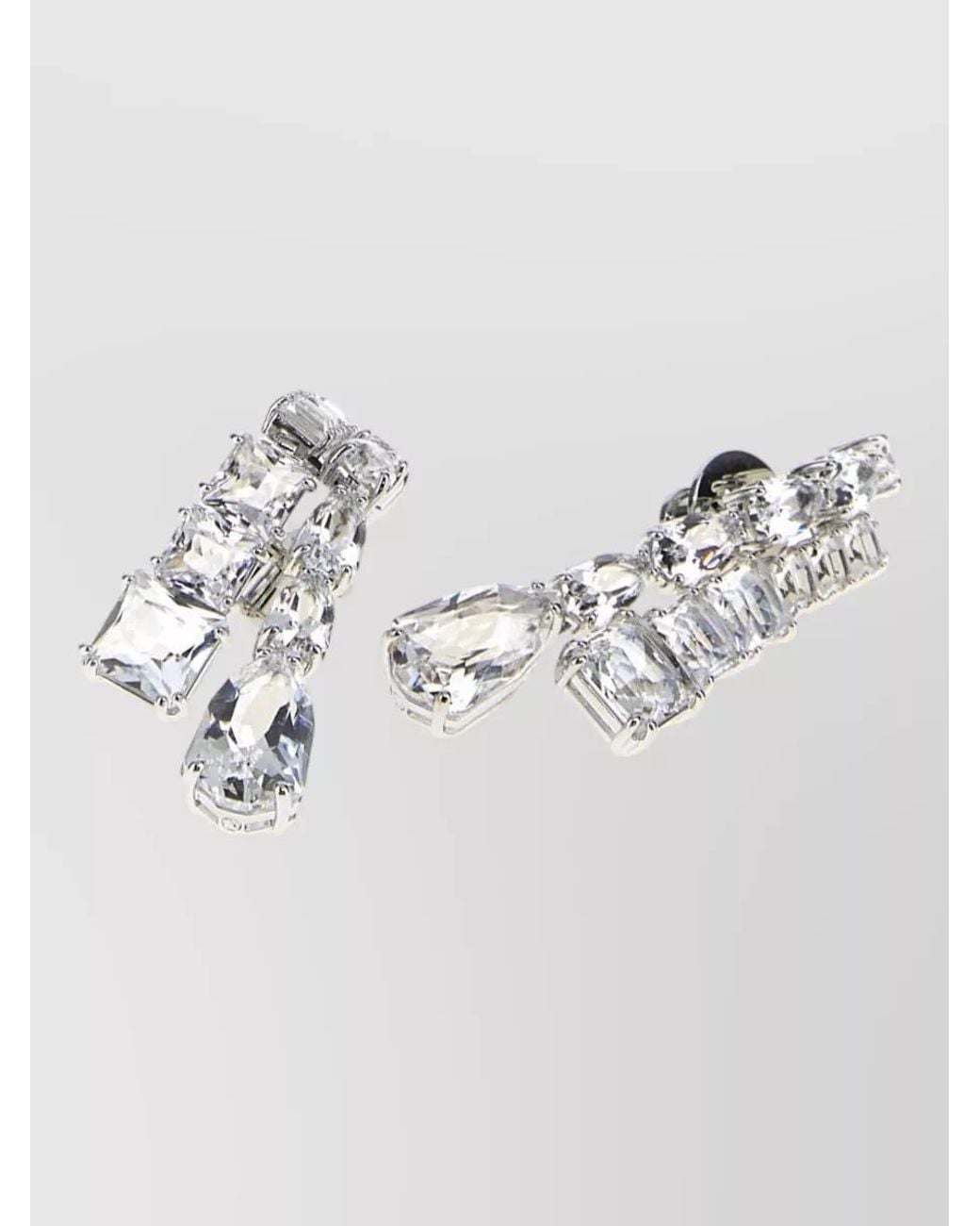 Swarovski White Embellished Metal Earrings