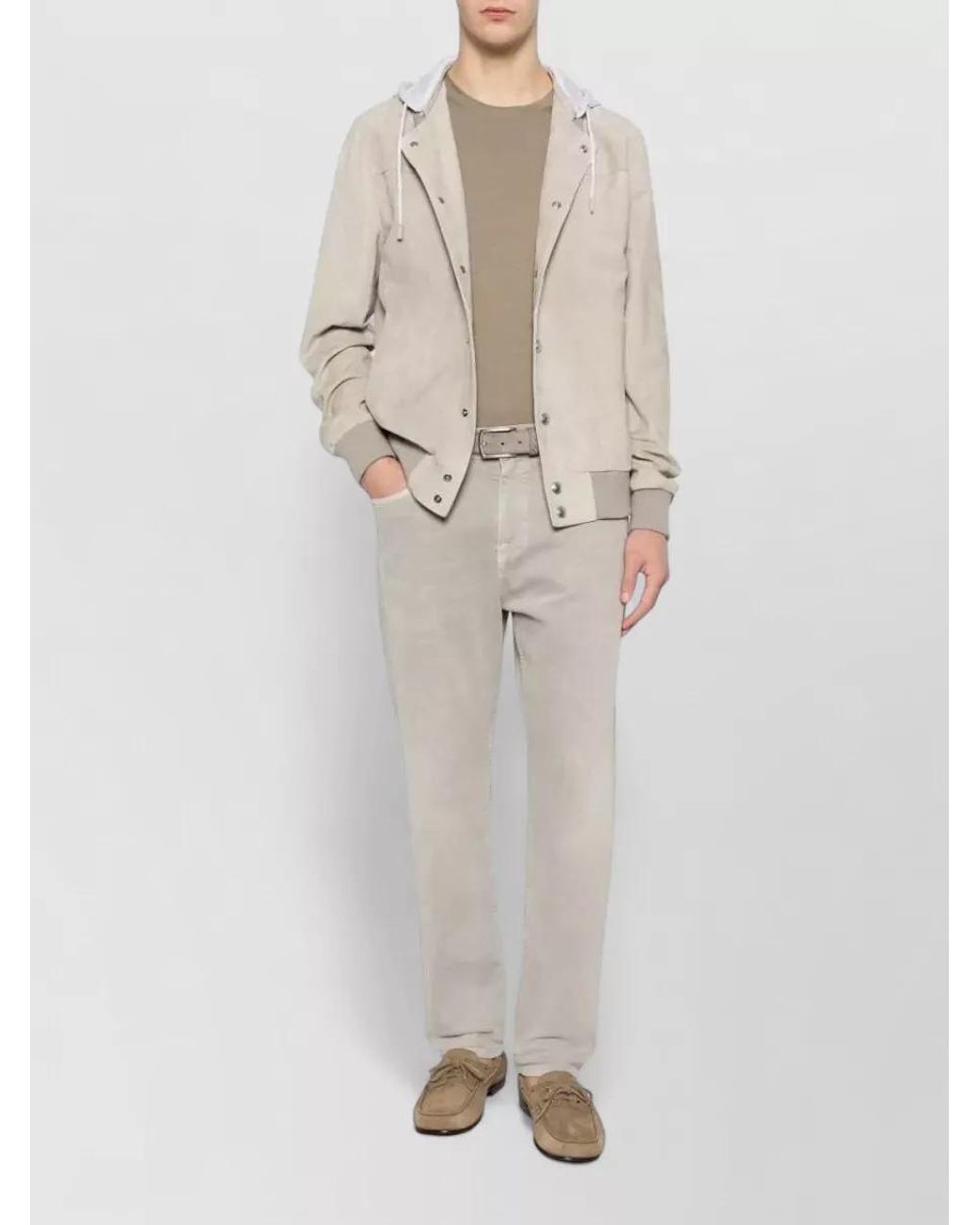 Eleventy Natural Suede Hooded Jacket for men