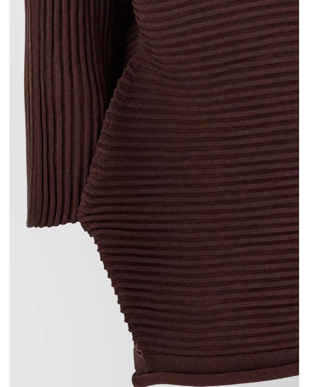 Pleats Please Issey Miyake Brown Ribbed High Neck Jumper