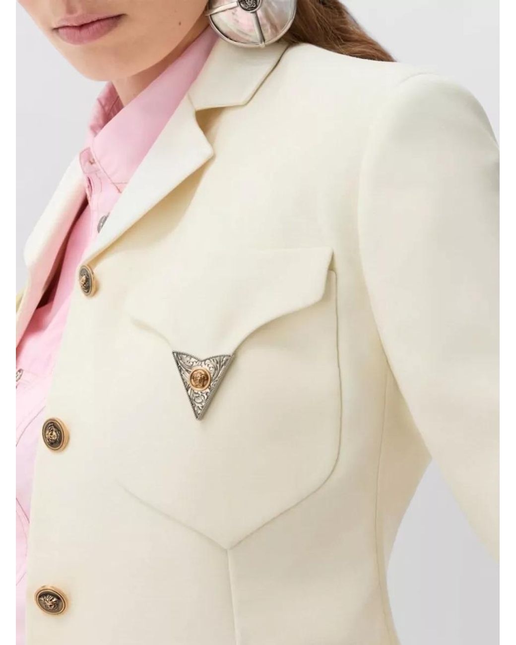 Versace Natural Virgin Wool Slim-Fit Single-Breasted Blazer