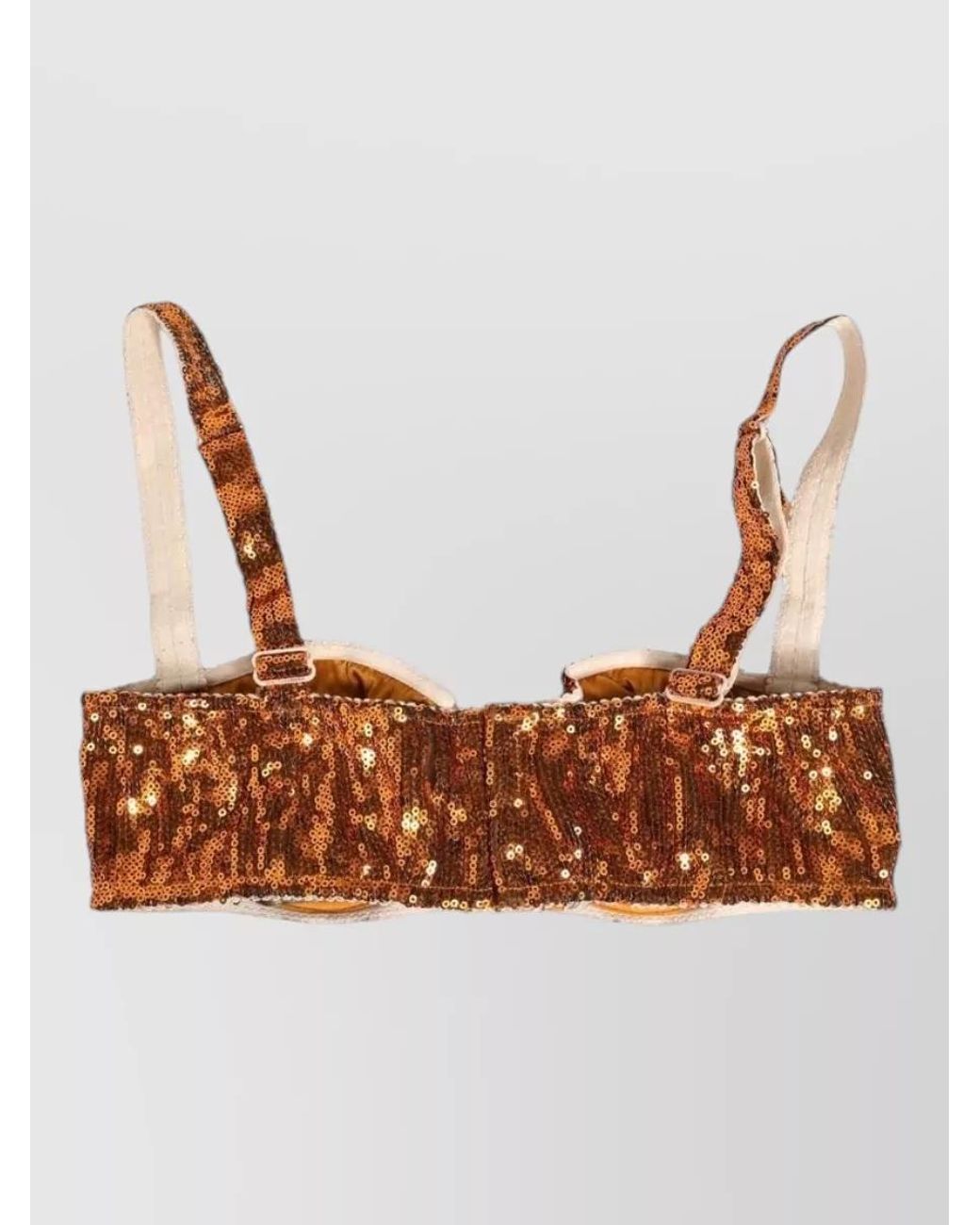 Dolce & Gabbana Metallic Floral-Print Balconette Bikini Top