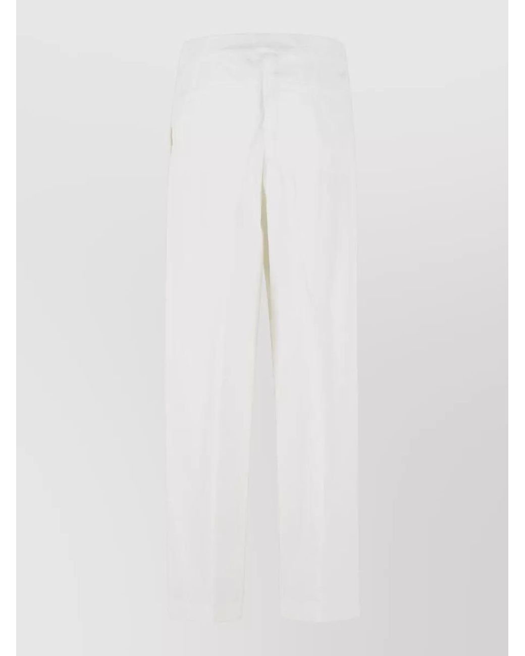 Jil Sander White Silk Tailored Trousers