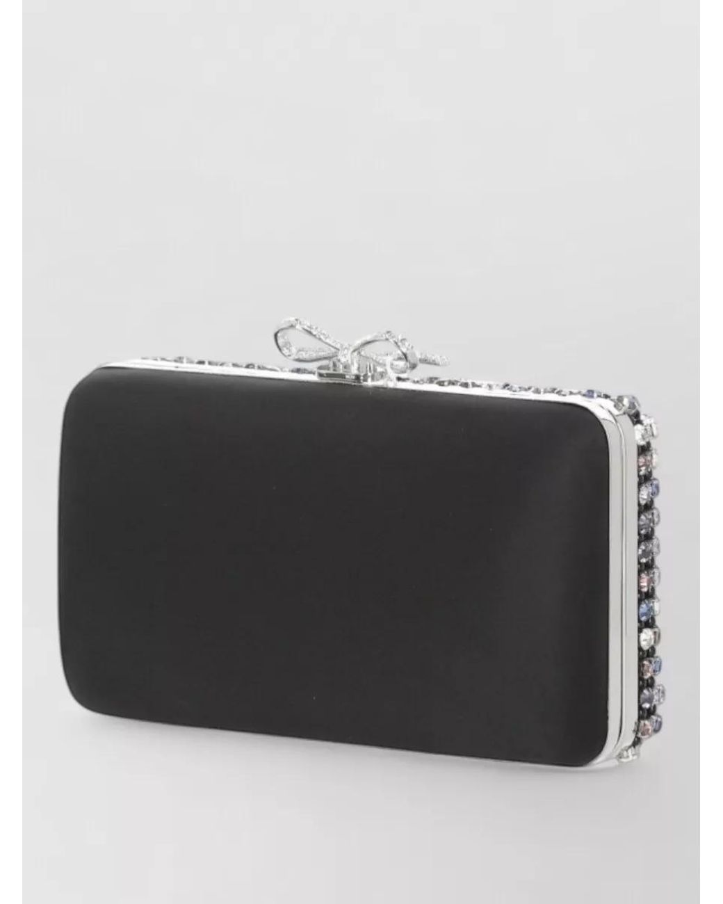 Self-Portrait Gray The Bow Crystal Clutch Bag