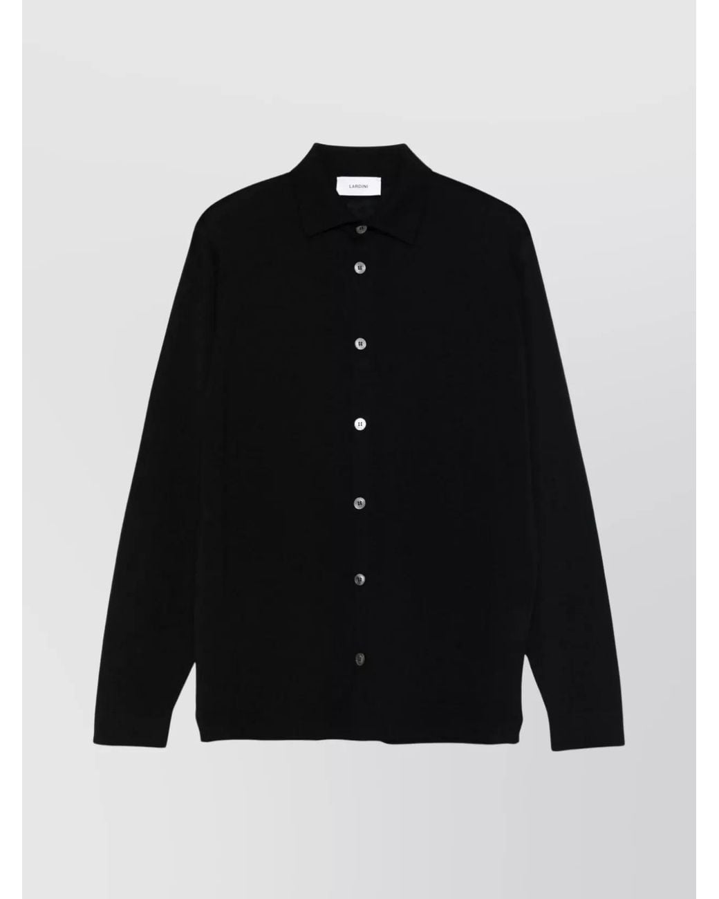 Lardini Black Virgin Wool Long-Sleeve Cardigan for men