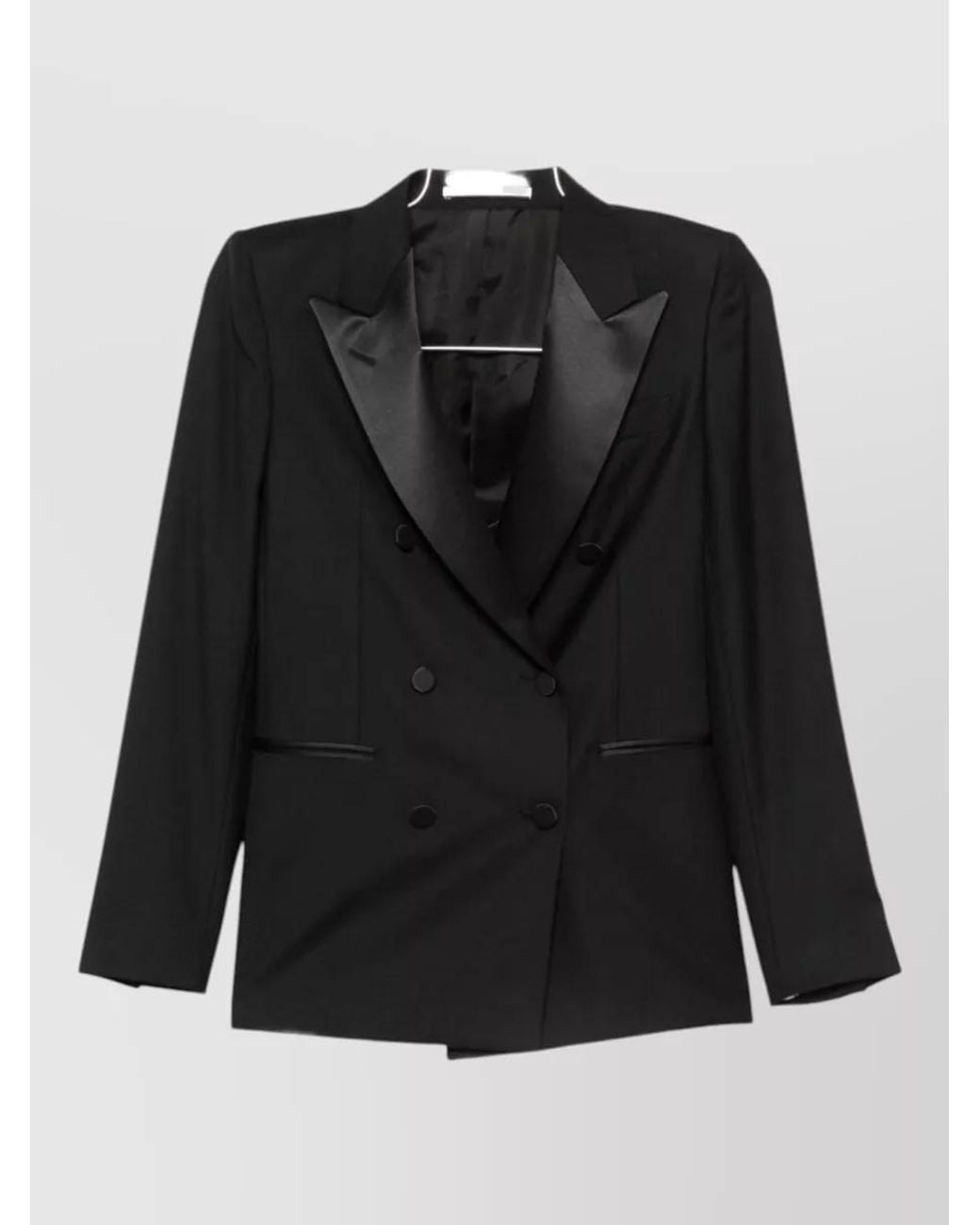 Tagliatore Black Double-Breasted Virgin Wool Suit Jacket