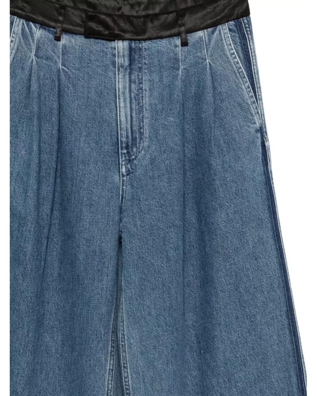 Forte_forte Blue Pleated Wide Leg Denim Jeans