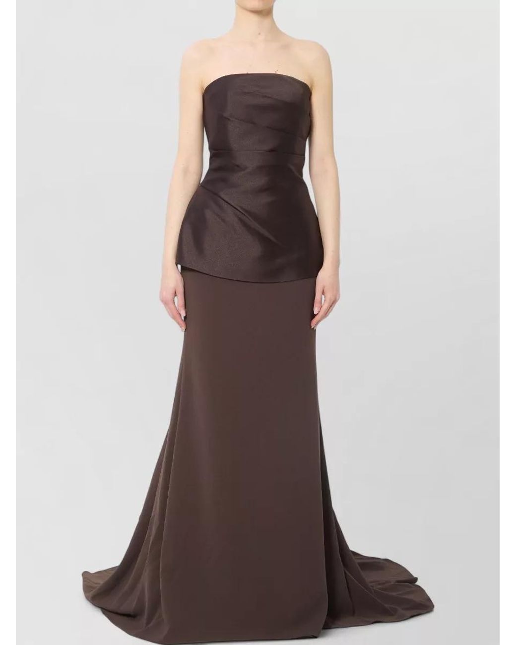 Solace London Brown Draped Maxi Gown
