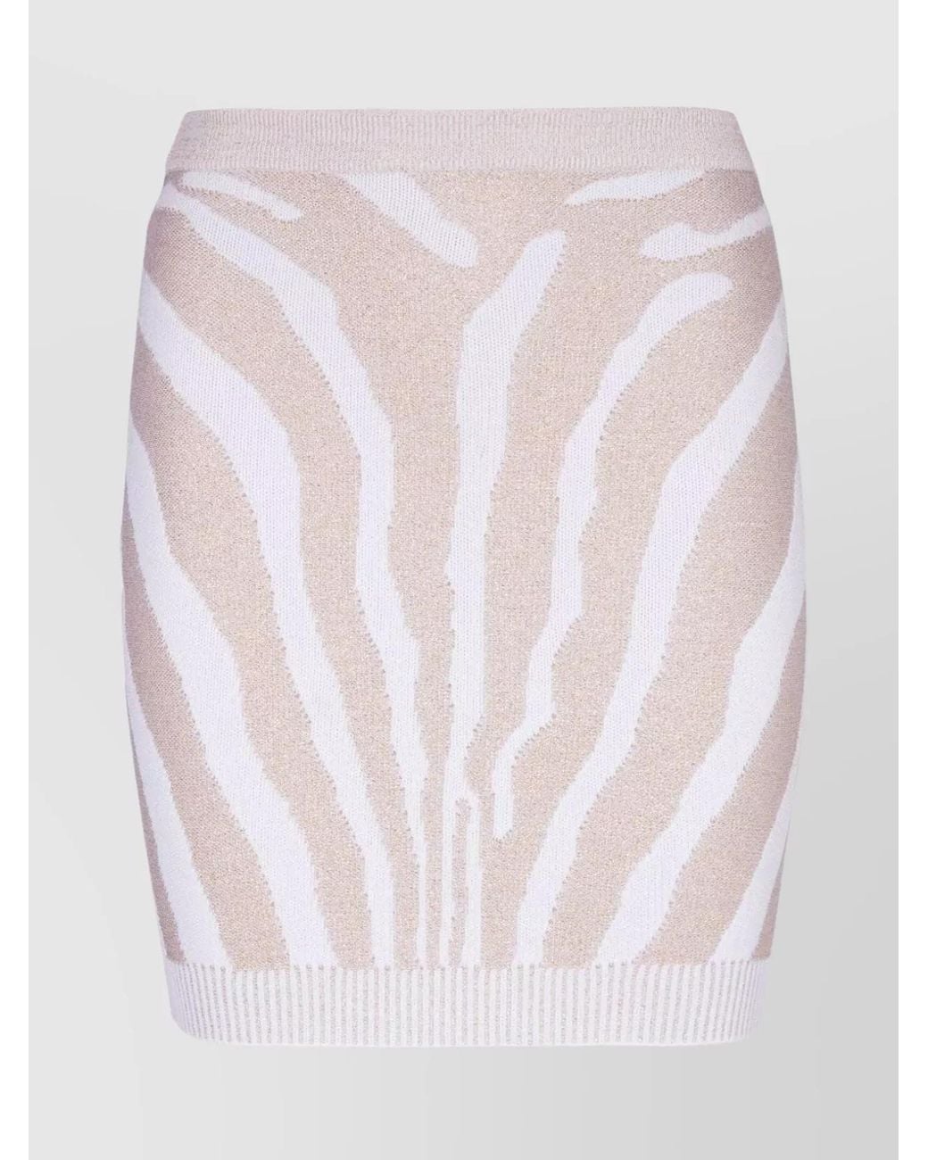 Balmain White Zebra-Print Knitted High-Rise Mini Skirt