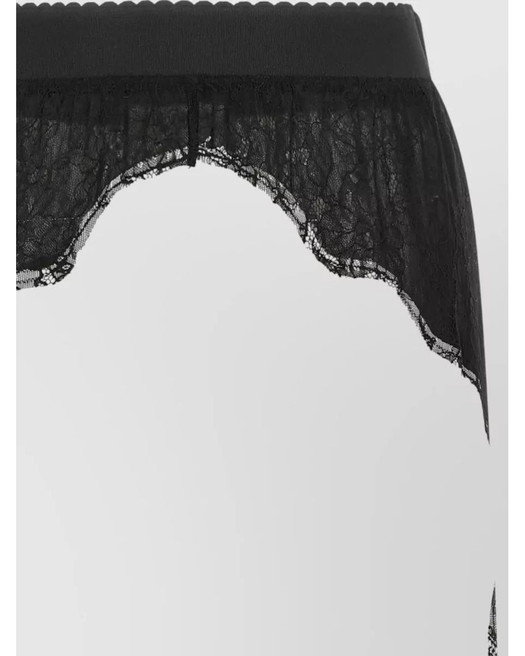 The Attico Black Lace Insert Midi Skirt