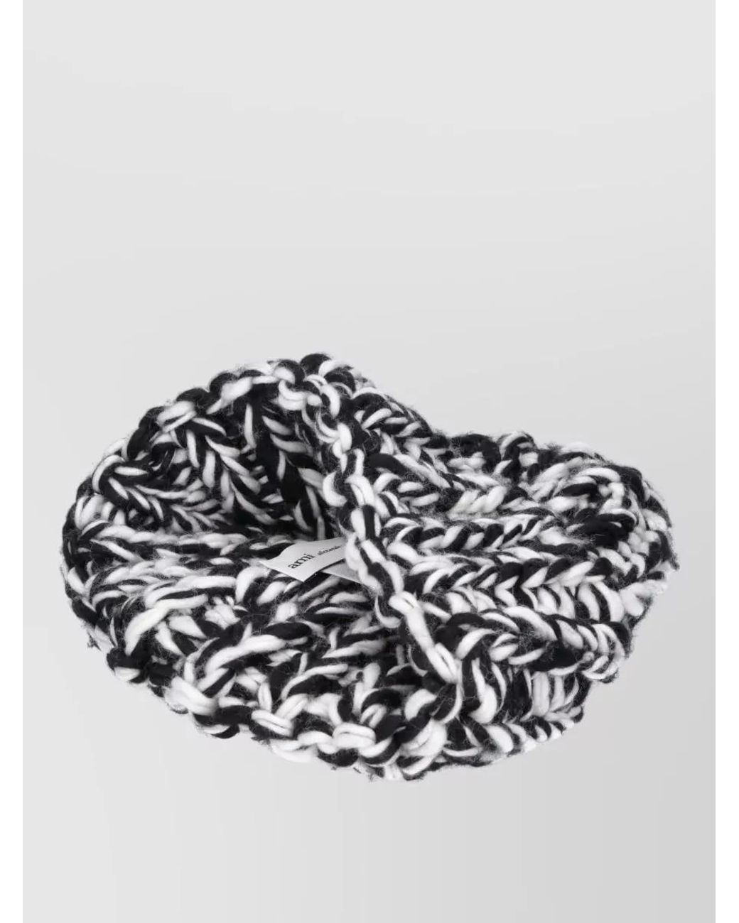 AMI Black Wool Chunky-Knit Oversized Beanie