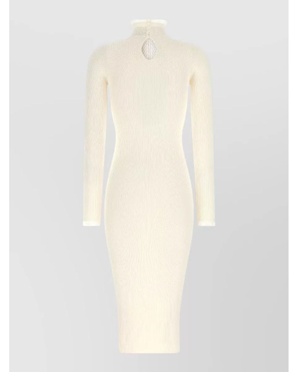 Elisabetta Franchi White Ribbed Knit Midi Dress