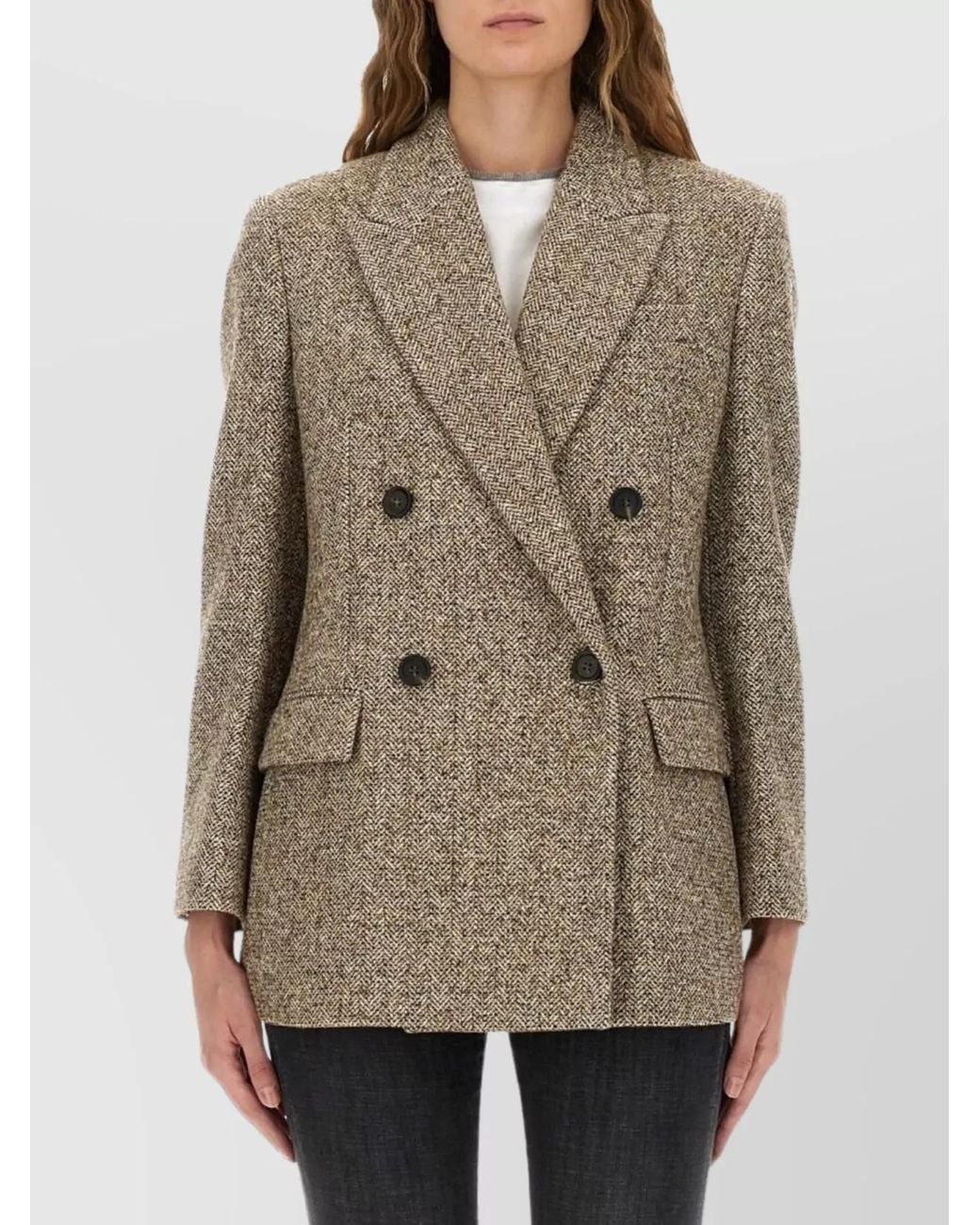 Brunello Cucinelli Natural Virgin Wool And Silk Tweed Jacket