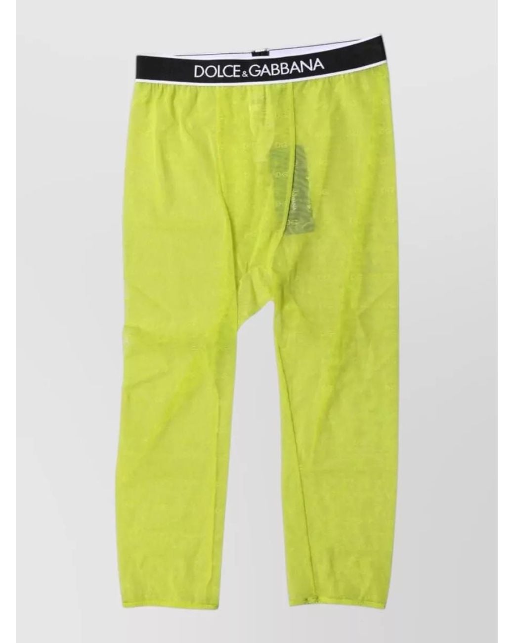 Dolce & Gabbana Yellow Logo-Print Cropped Tights