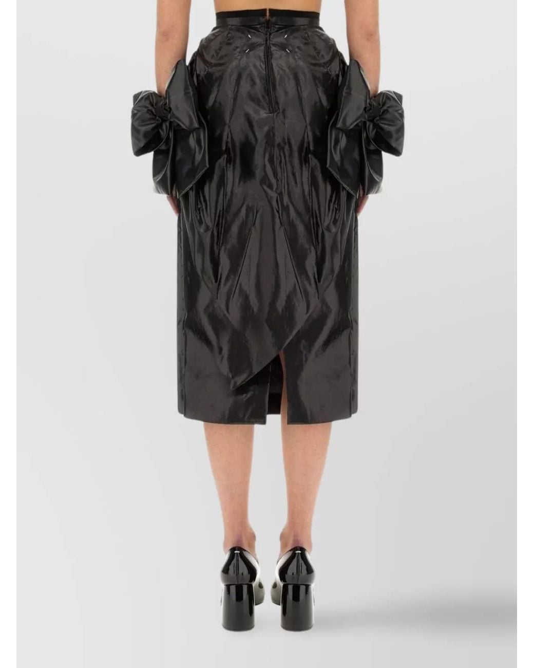 Maison Margiela Black Slim-Fit Knee-Length Pencil Skirt With Bow
