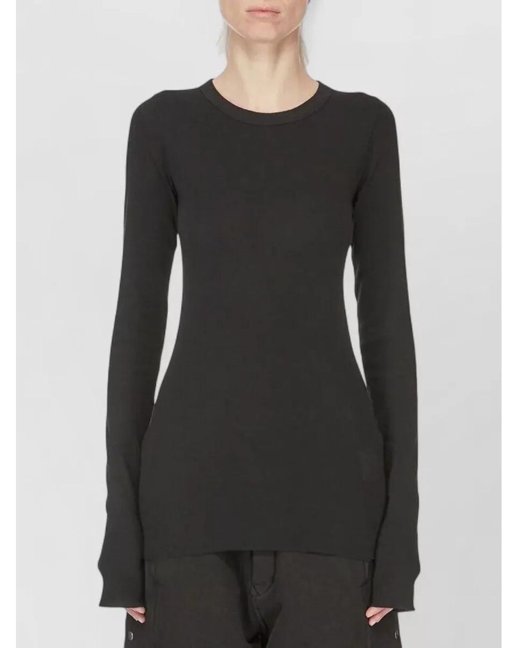 Rick Owens Black Cotton Long Sleeve T Shirt