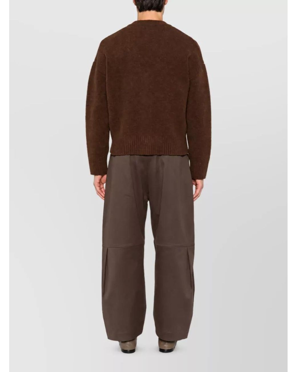 AMI Brown Alpaca Wool Ribbed V-Neck Cardigan