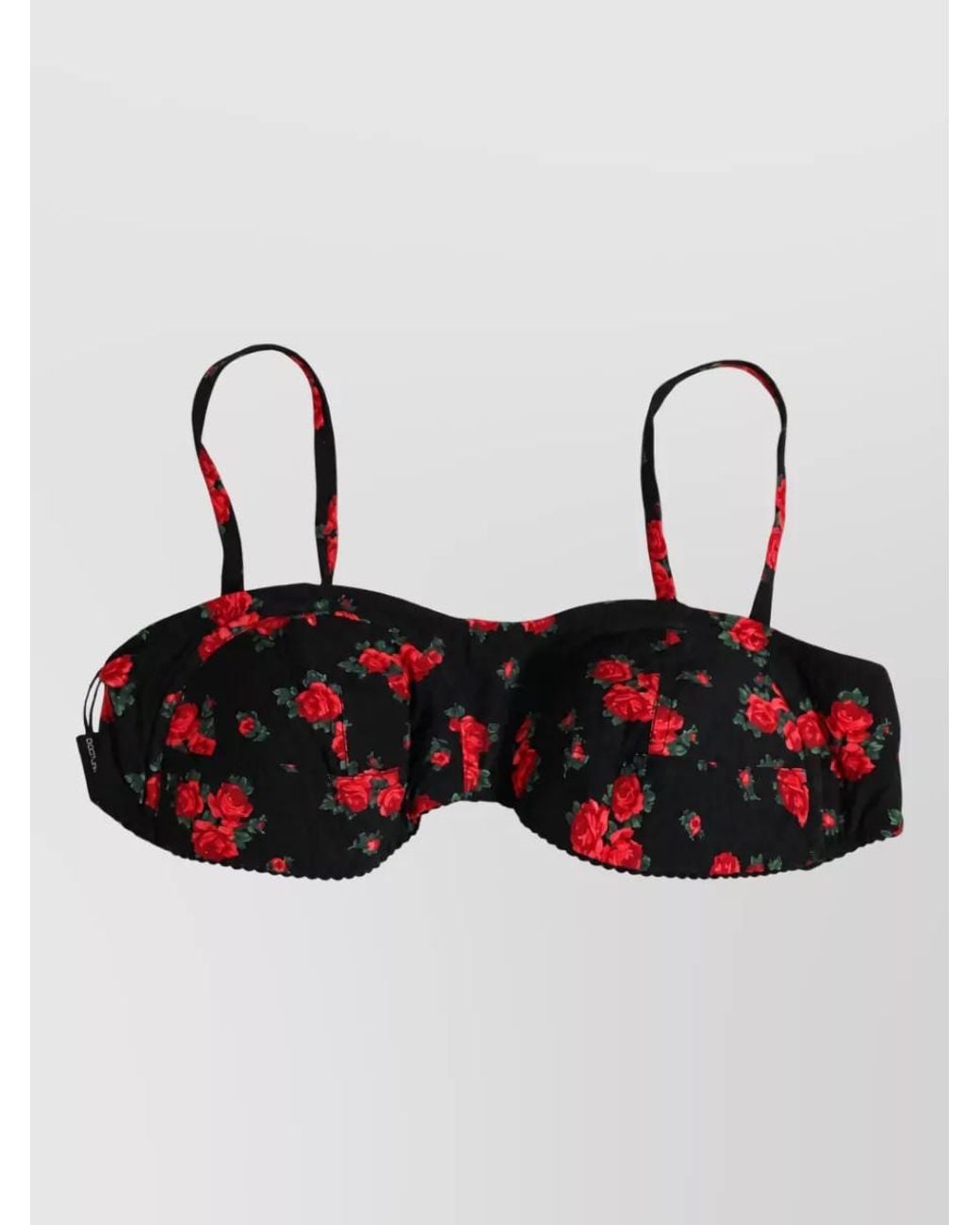 Dolce & Gabbana White Floral Print Underwire Bikini Top