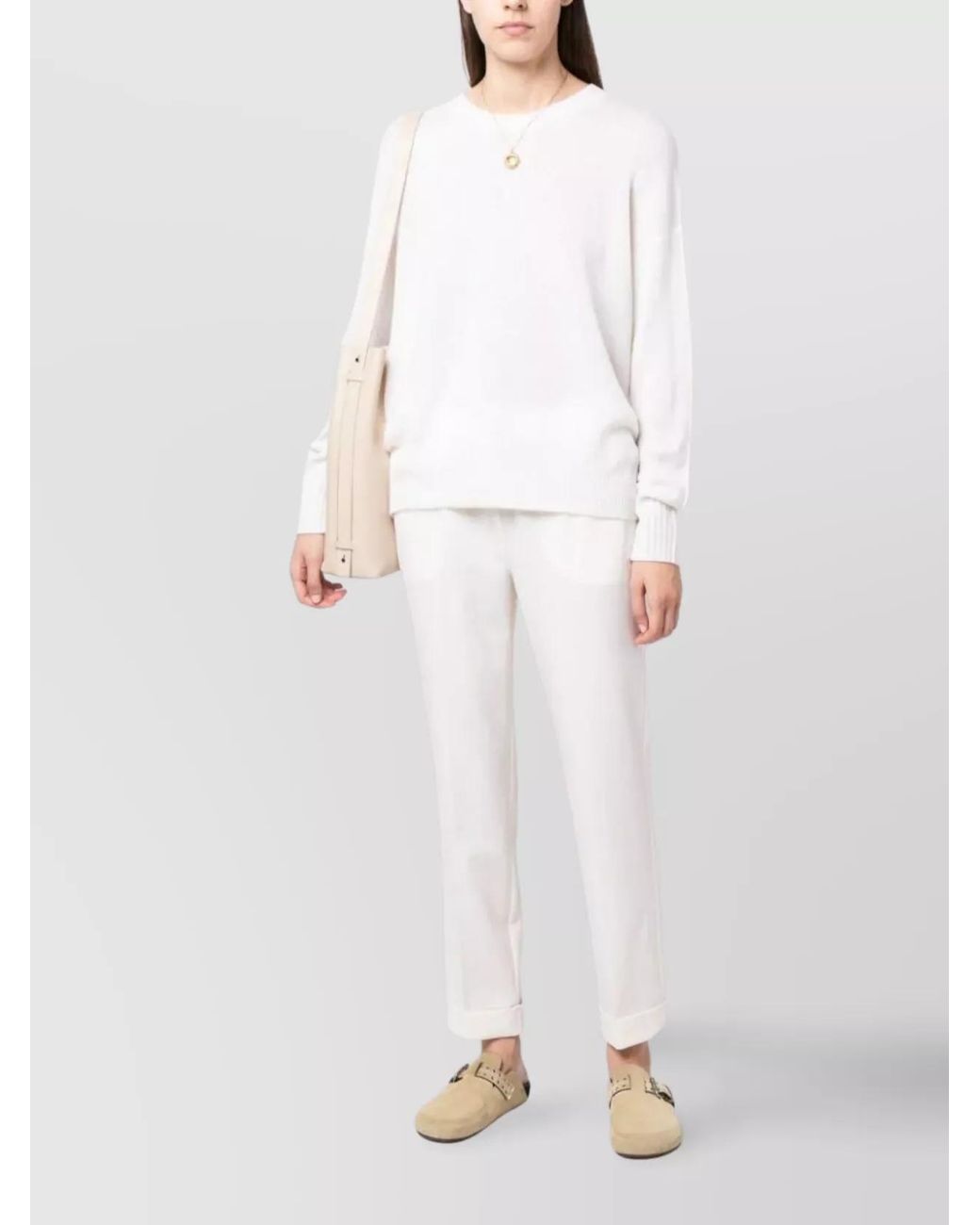 P.A.R.O.S.H. White Wool Mid-Rise Tapered Track Pants
