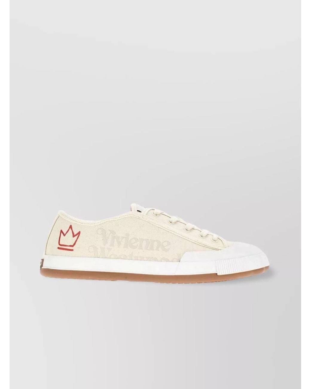 Vivienne Westwood White Logo Print Canvas Low-Top Sneakers for men