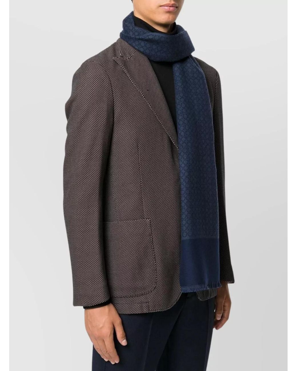 Ferragamo Blue Wool Scarf for men
