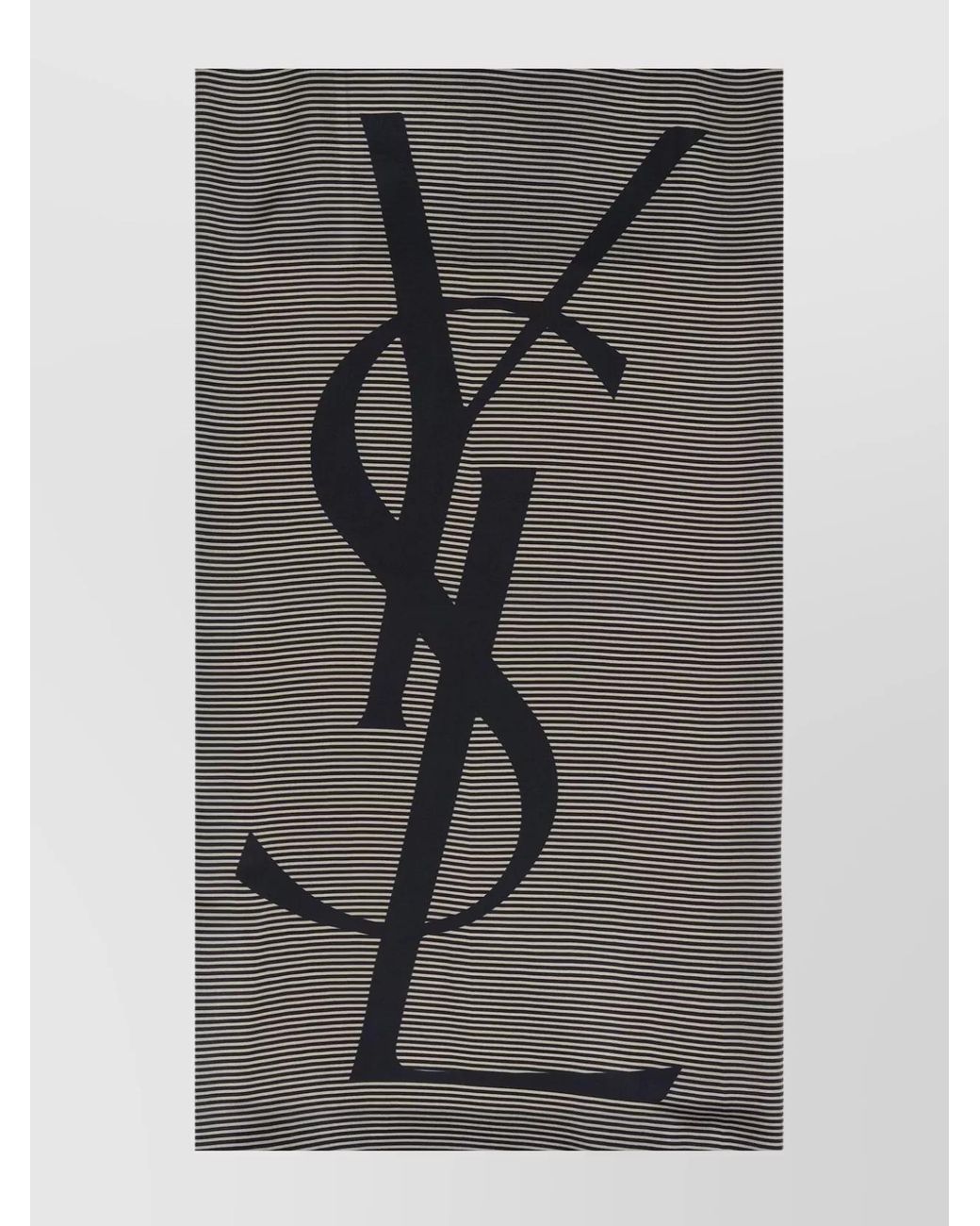 Saint Laurent Gray Silk Striped Semi-Sheer Scarf for men
