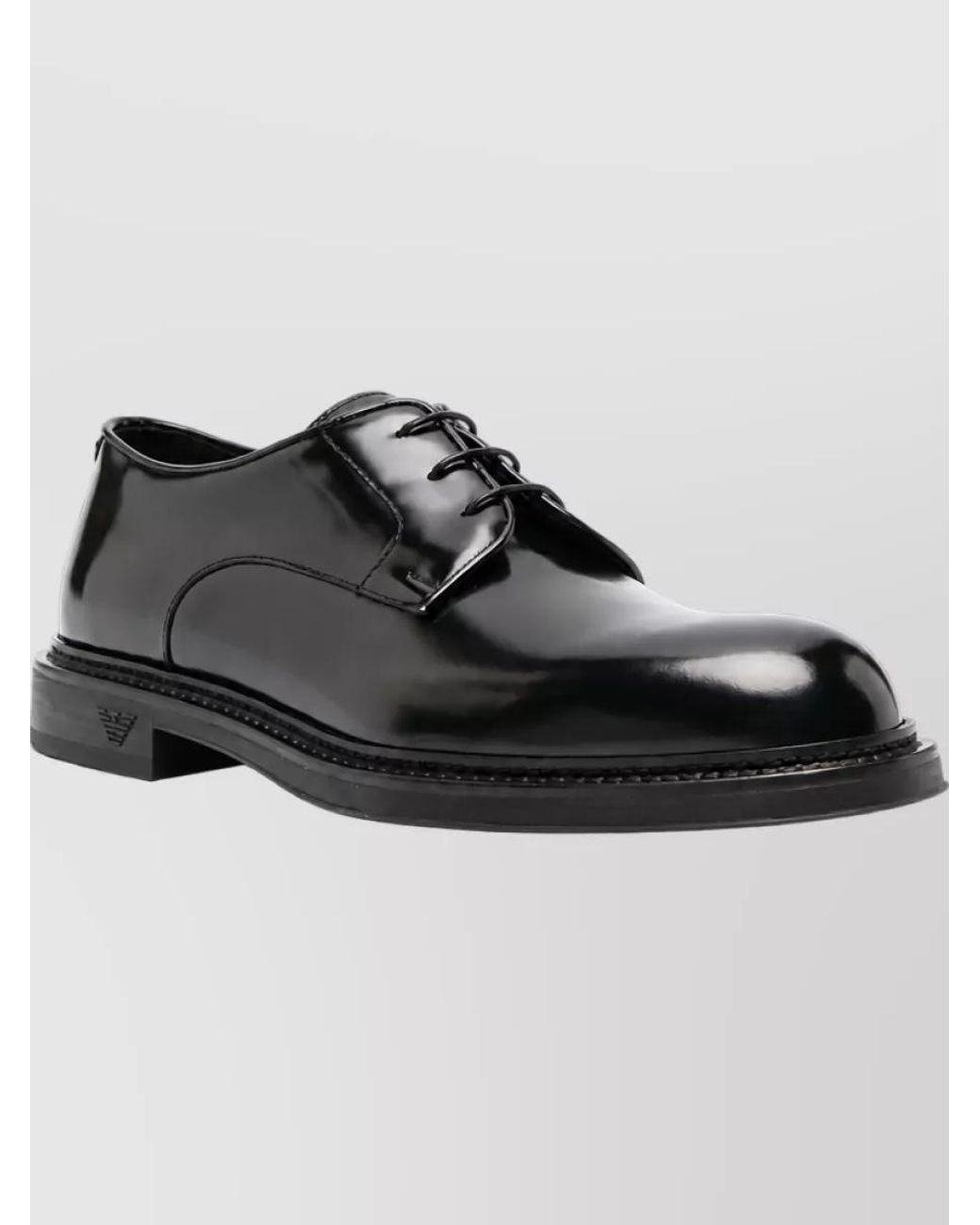 Emporio Armani Black Leather Panelled Derby Shoes for men
