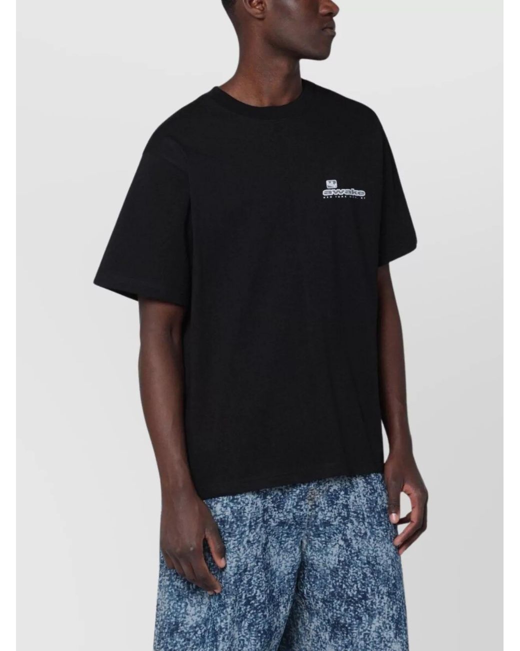 AWAKE NY Blue Cotton Logo-Print T-Shirt for men