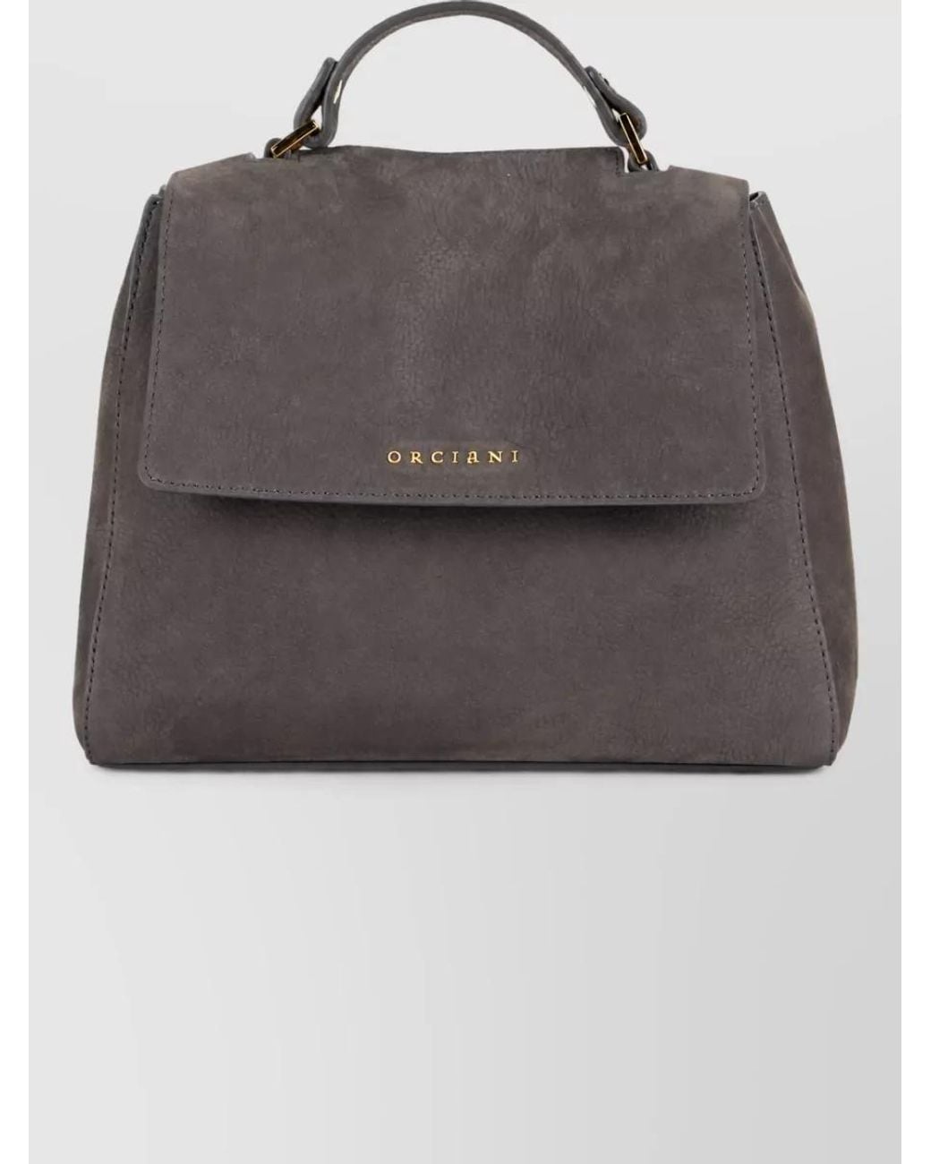 Orciani Gray Leather Shoulder Bag