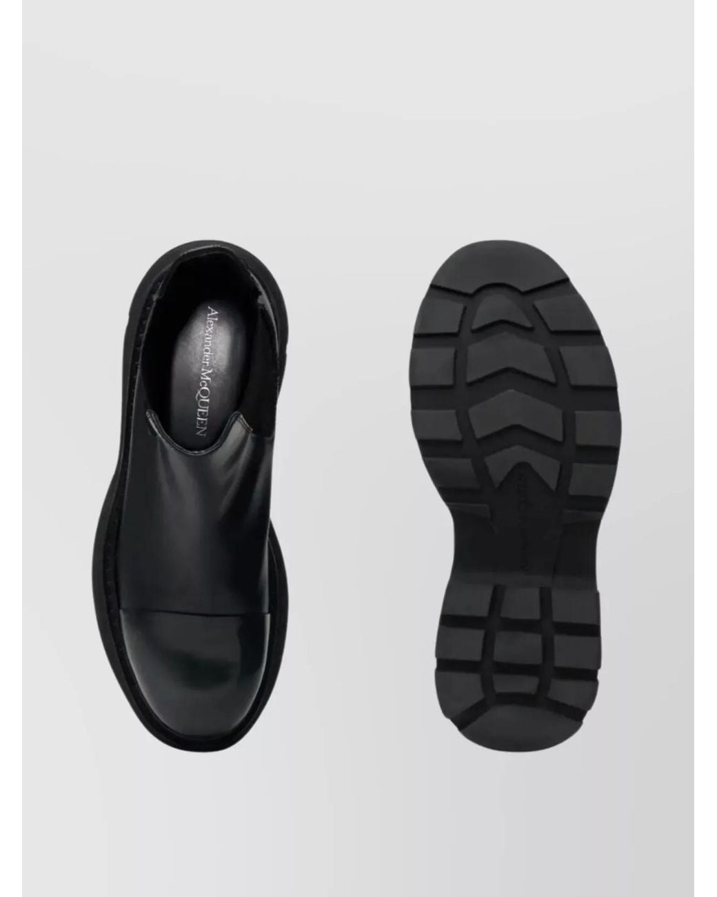 McQueen Black Calfskin Chelsea Boots With Rubber Lug Sole for men