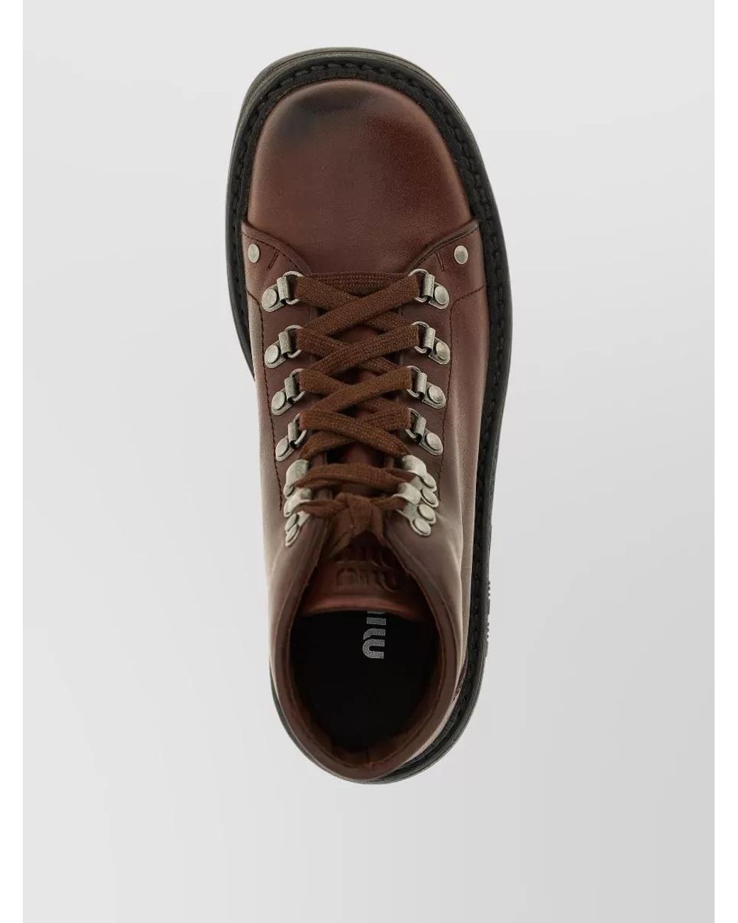 Miu Miu Brown Leather Hiking Ankle Boots