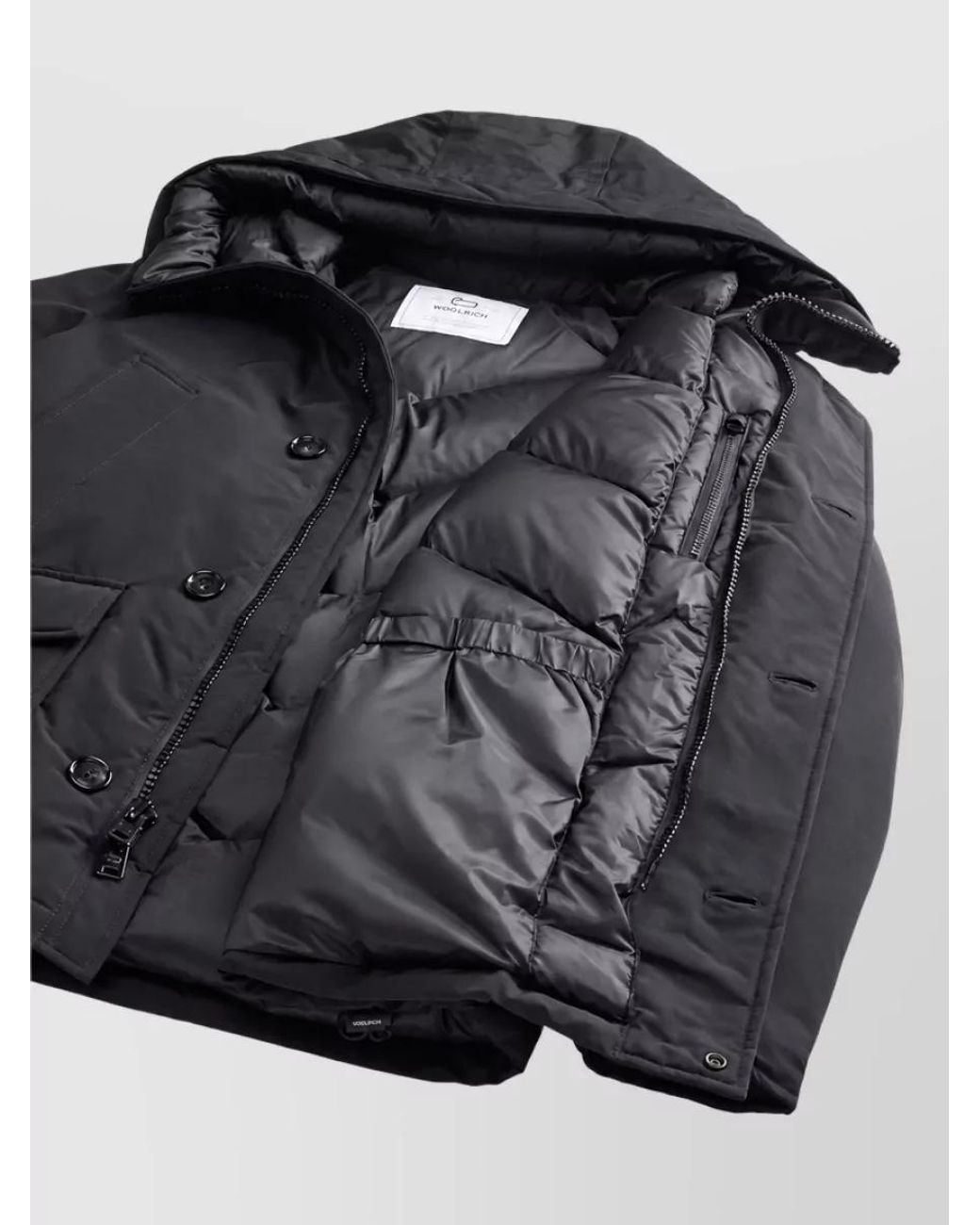 Woolrich Black Down Padded Parka for men