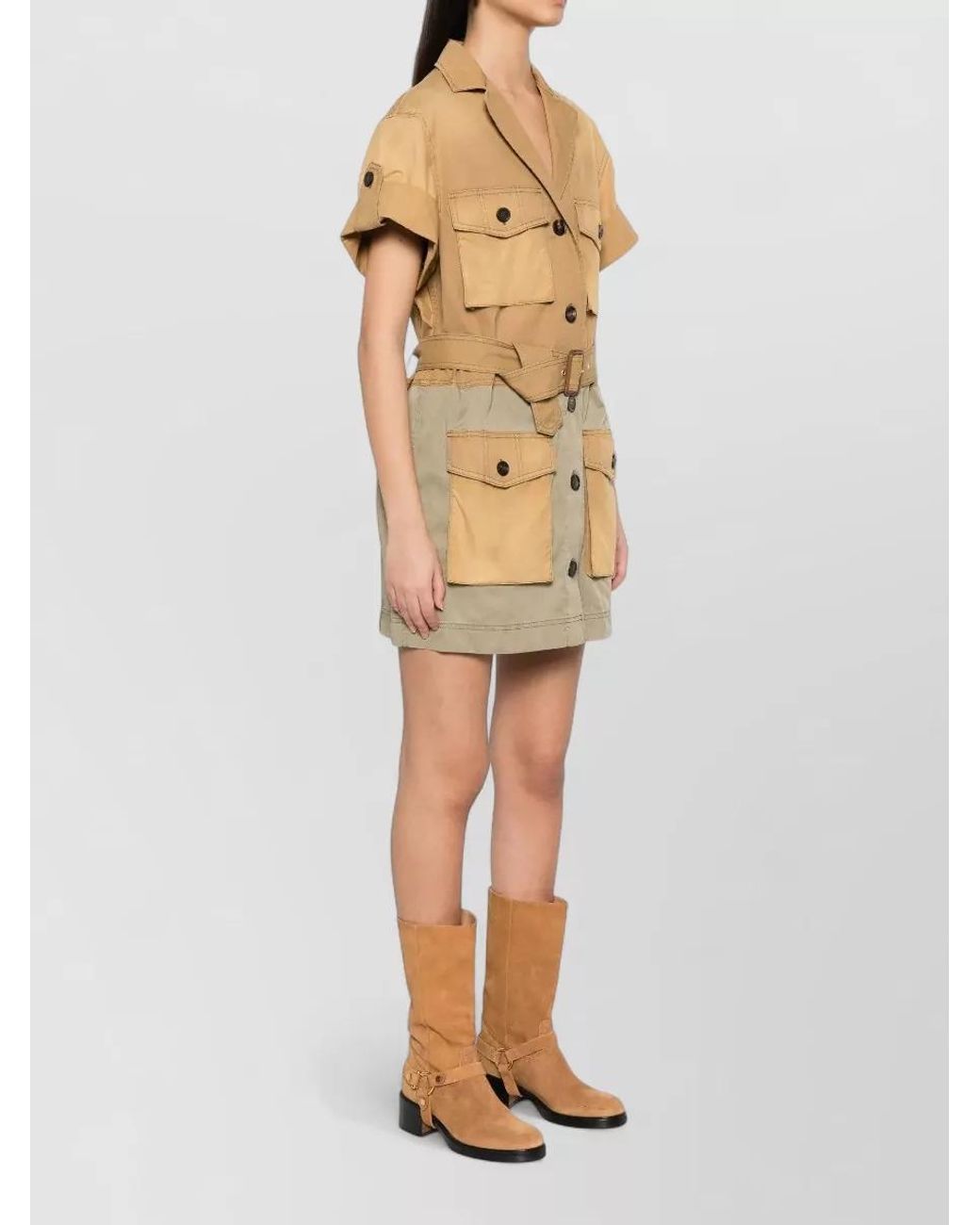Golden Goose Deluxe Brand Natural Cotton Belted Mini Shirt Dress