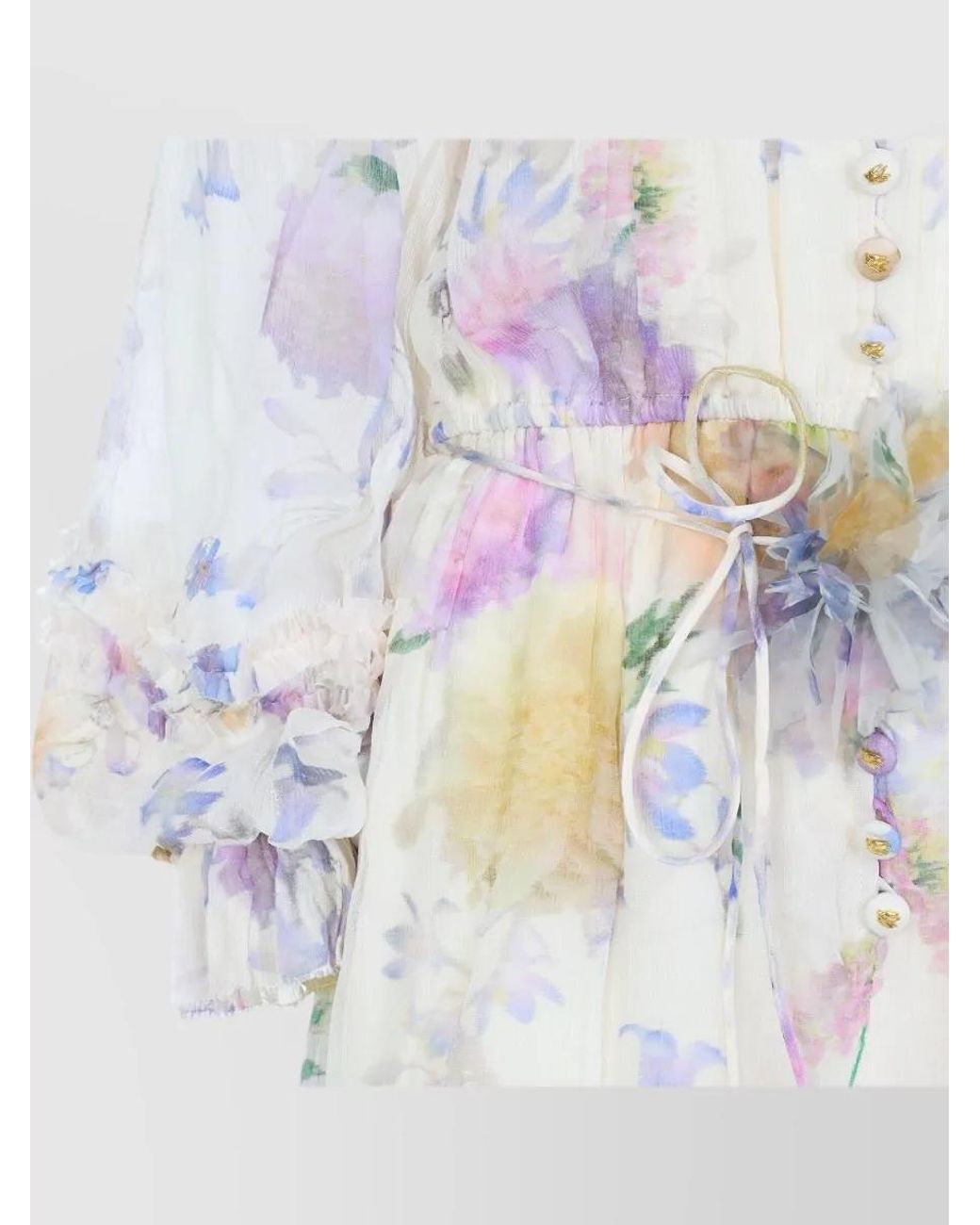Zimmermann White Viscose Floral Print Long Sleeve Playsuit
