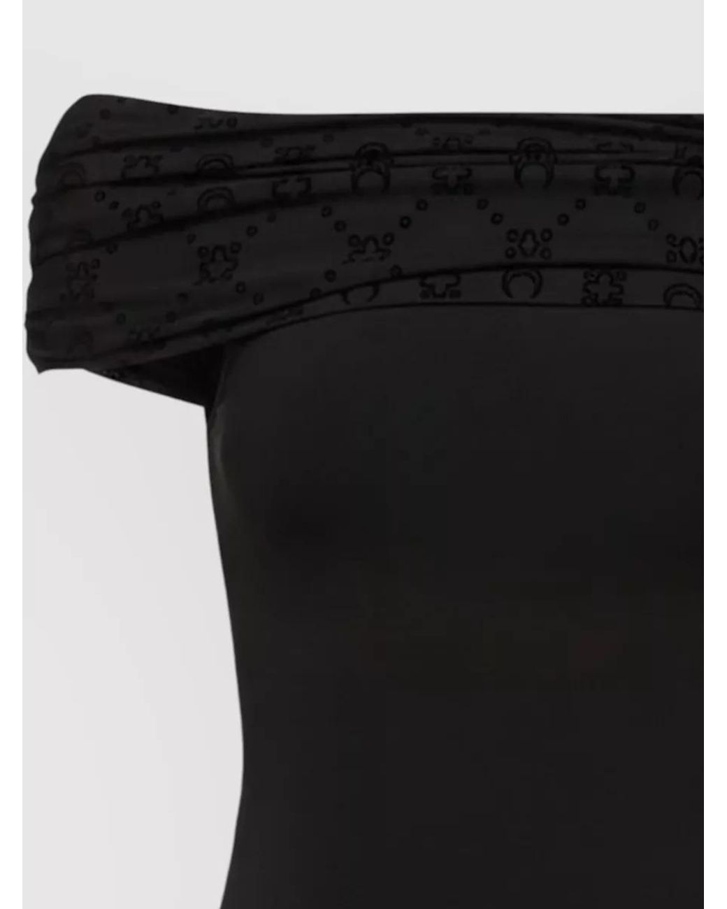 MARINE SERRE Black Off Shoulder Draped Sleeveless Top