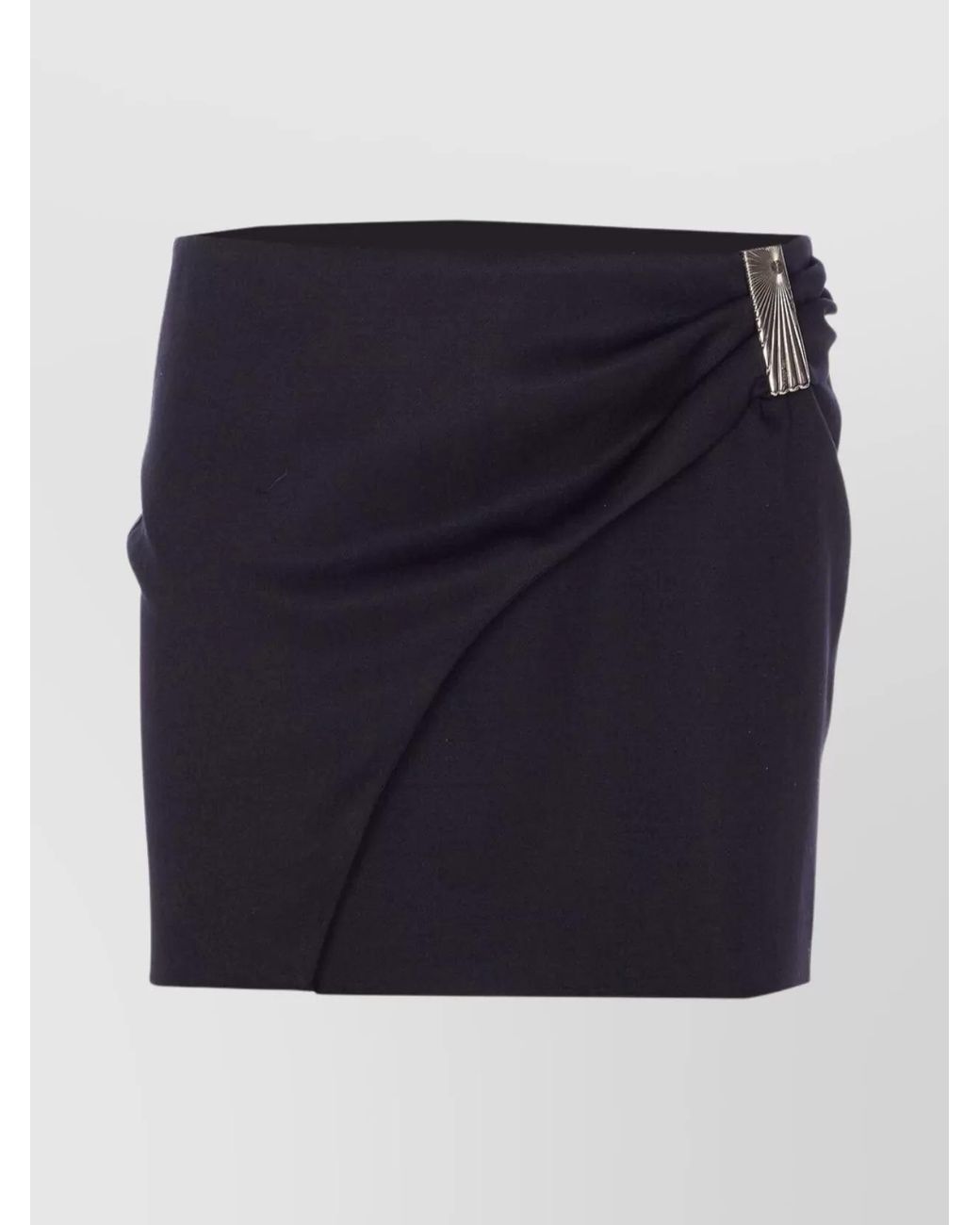 The Attico Blue Virgin Wool Asymmetric Mini Skirt