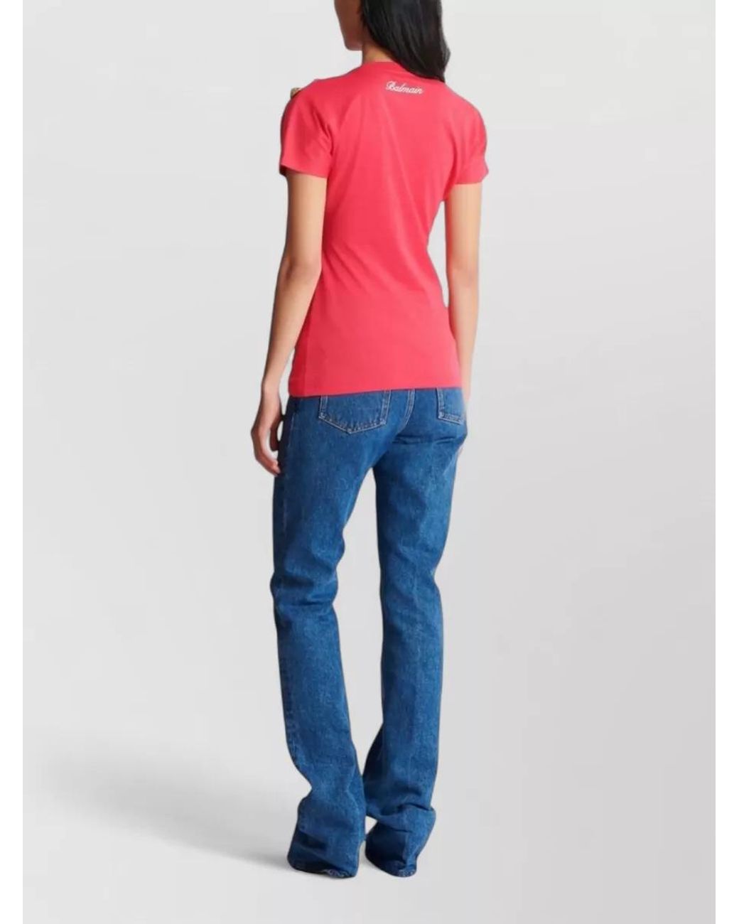Balmain Pink Cotton Short-Sleeve T-Shirt