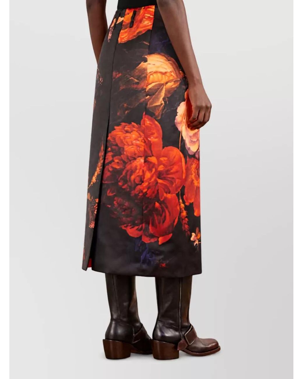 Dries Van Noten Orange Printed Maxi Skirt