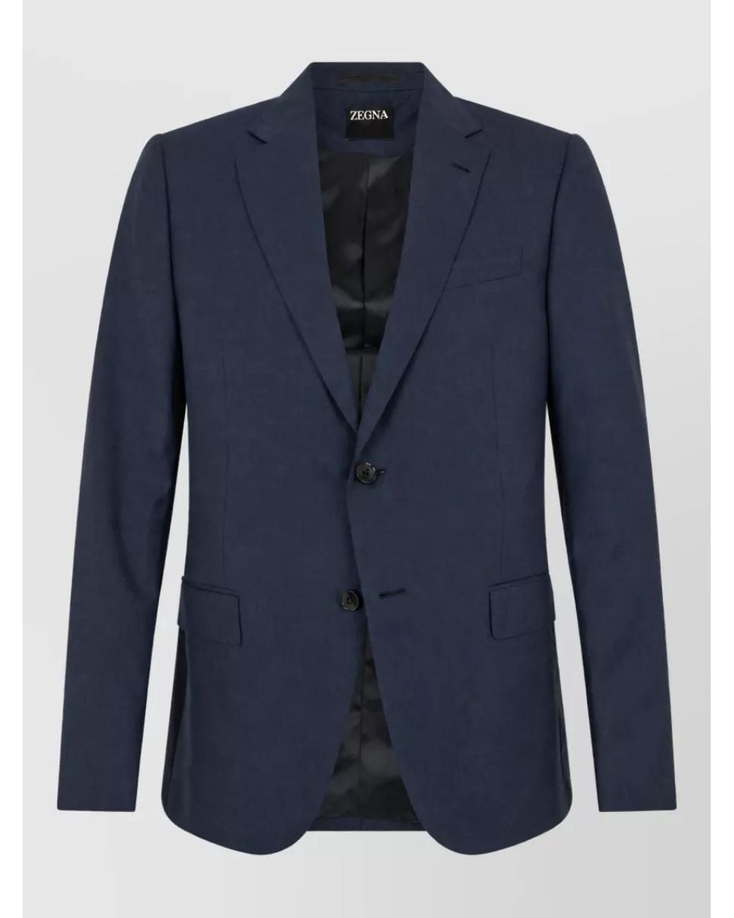 Zegna Blue Wool Single-Breasted Coat for men