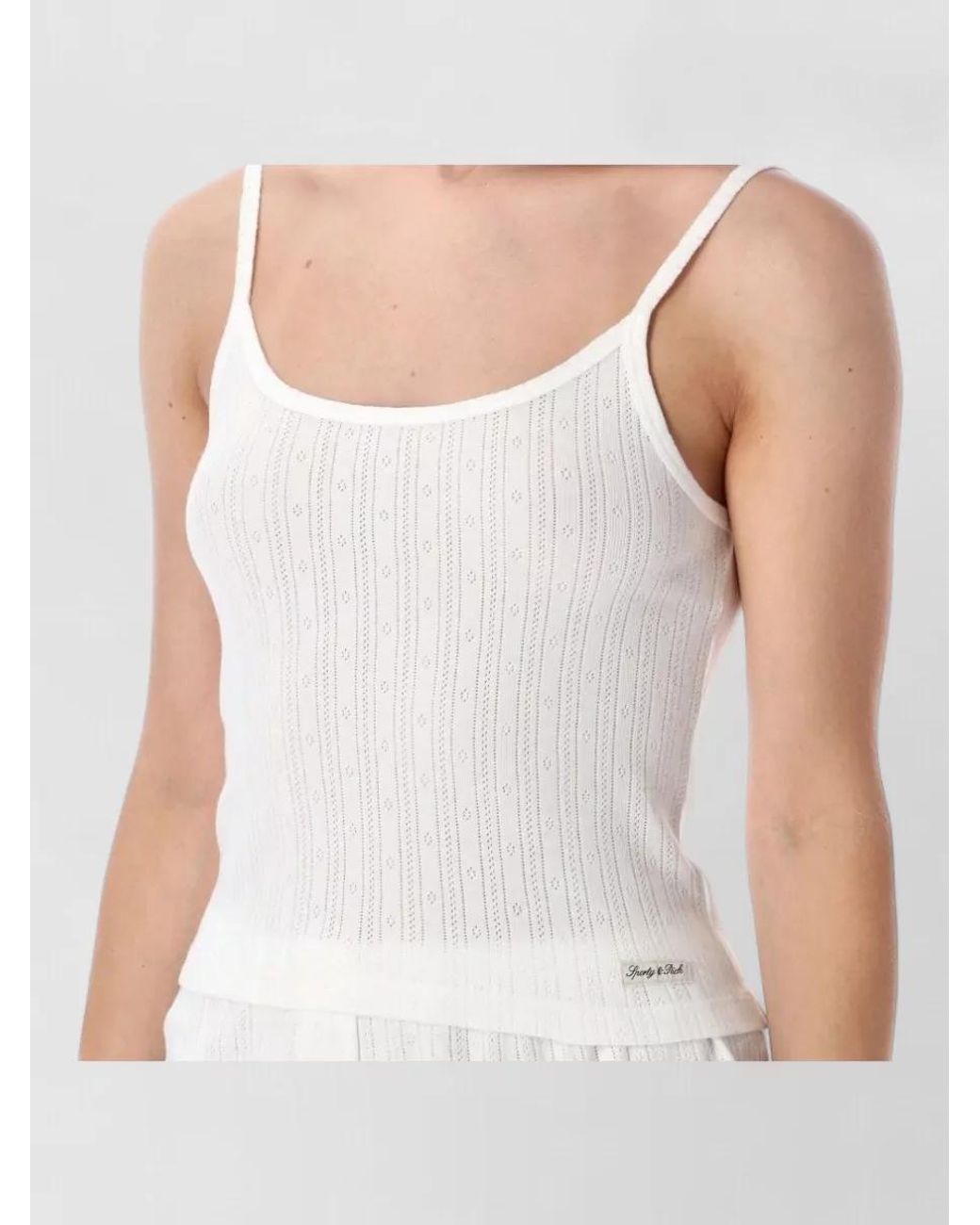 Sporty & Rich White Cotton Pointelle Tank Top