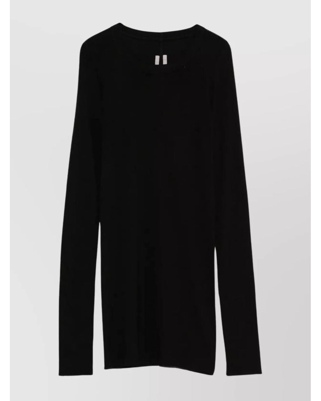 Rick Owens Black Ribbed Long-Sleeve Crewneck Sweater for men
