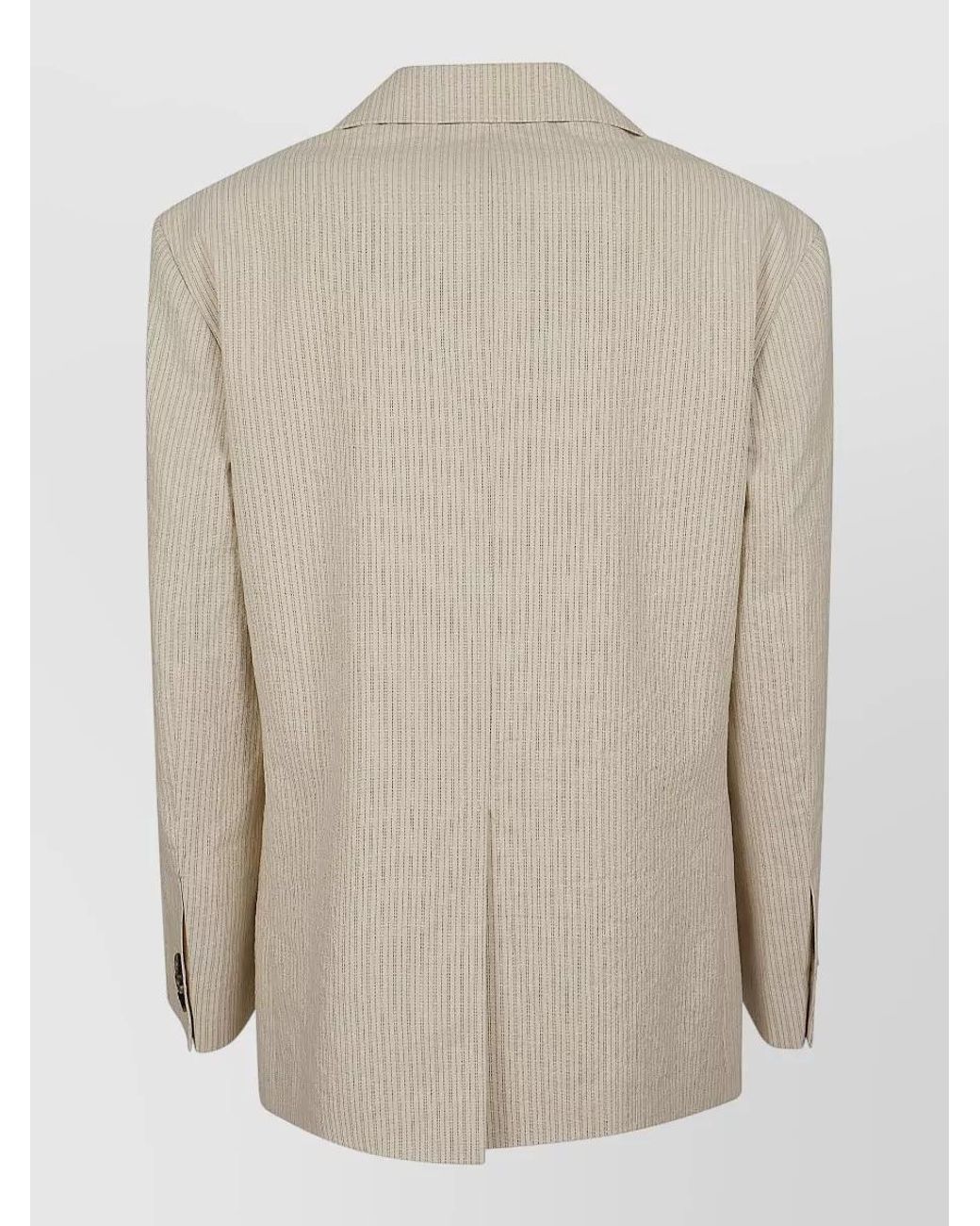 Dries Van Noten Natural Embroidered Striped Single-Breasted Blazer