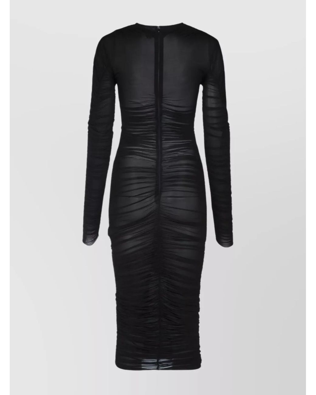 Elisabetta Franchi Black Long-Sleeve Midi Dress