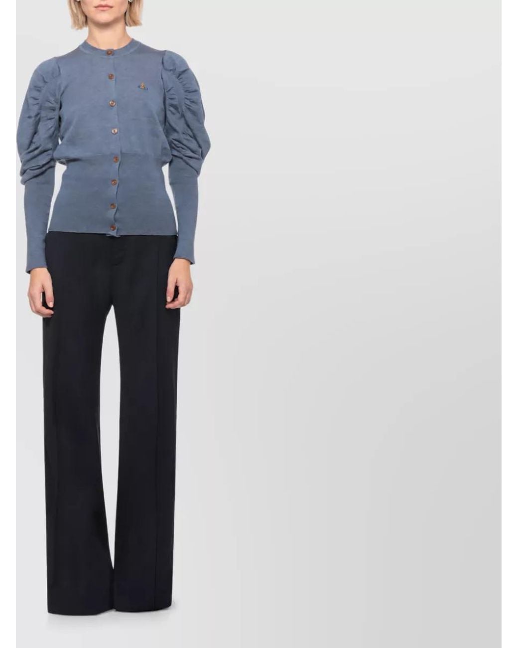 Vivienne Westwood Blue Wool Draped Long-Sleeve Cardigan