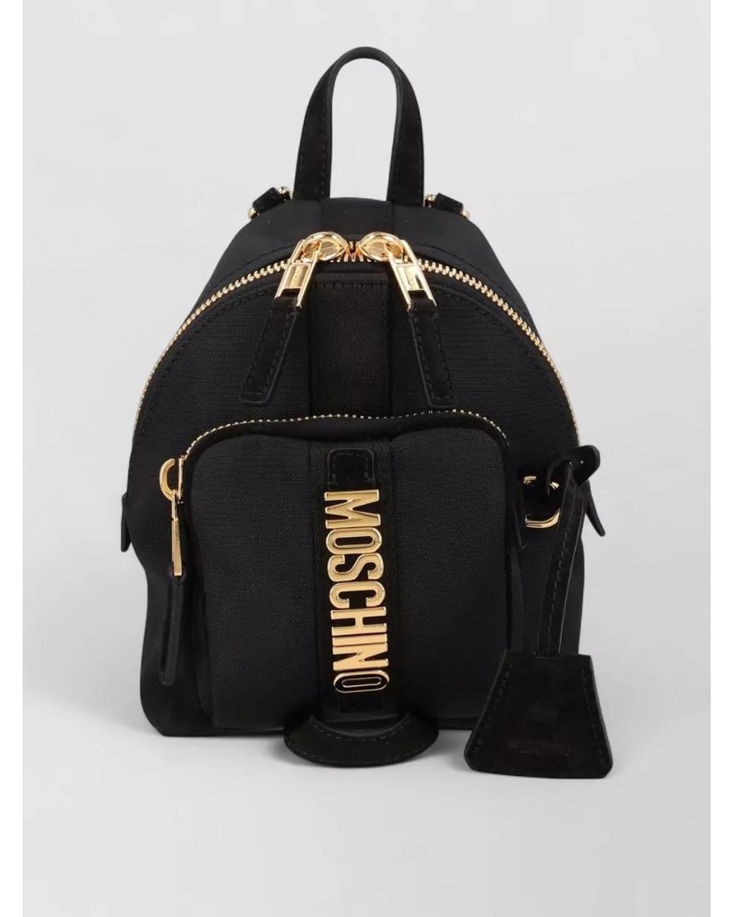 Moschino Black Polyester Leather Backpack