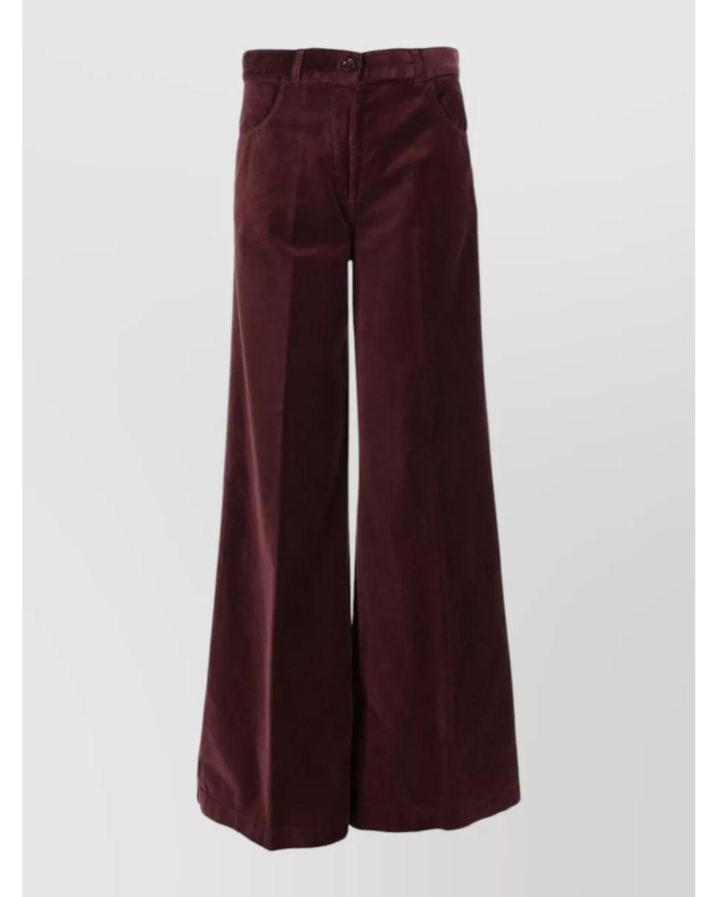 Aspesi Purple Cotton Velvet Wide-Leg Trousers